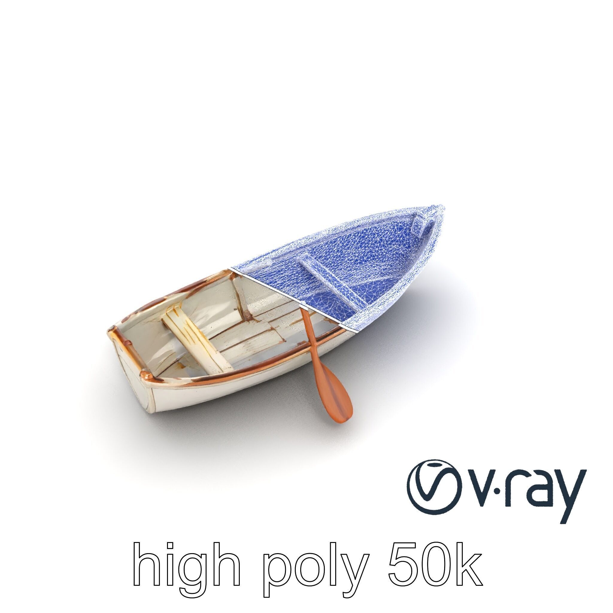 Rustic Rowboat with Oars 3D model pack Low-poly 3D model_31