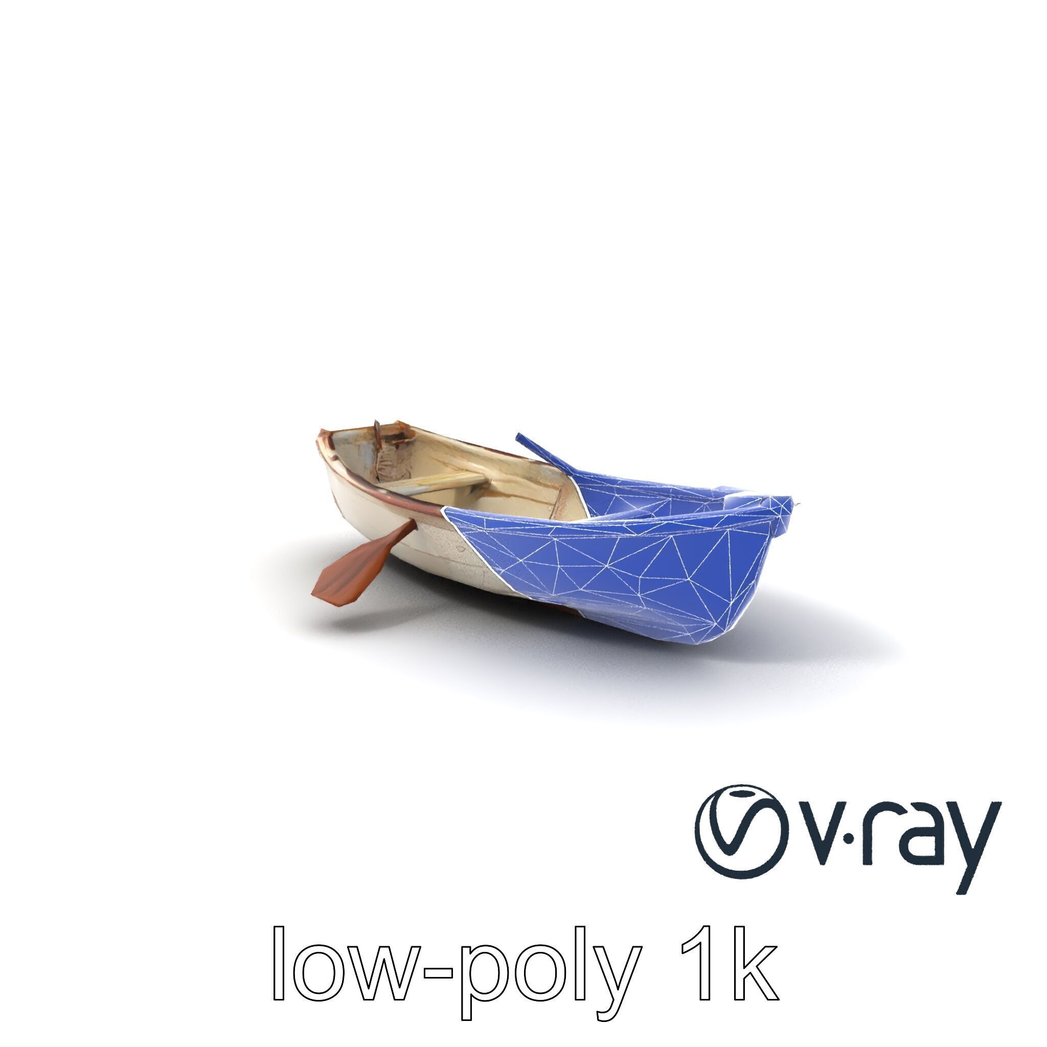 Rustic Rowboat with Oars 3D model pack Low-poly 3D model_7