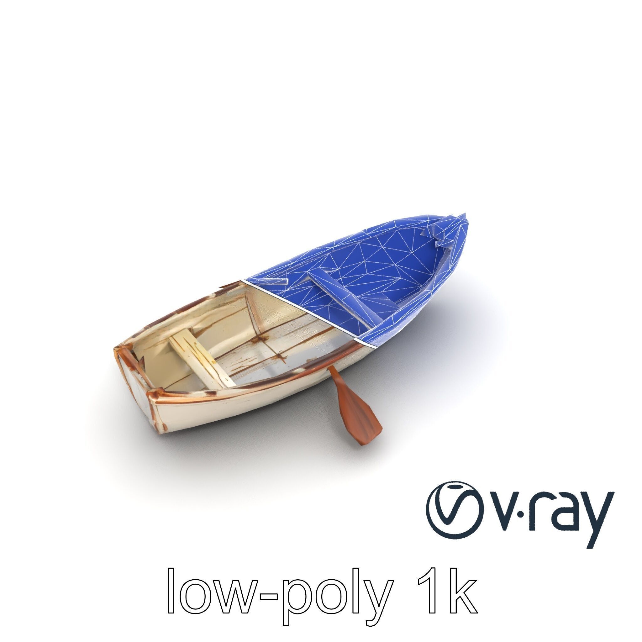 Rustic Rowboat with Oars 3D model pack Low-poly 3D model_25