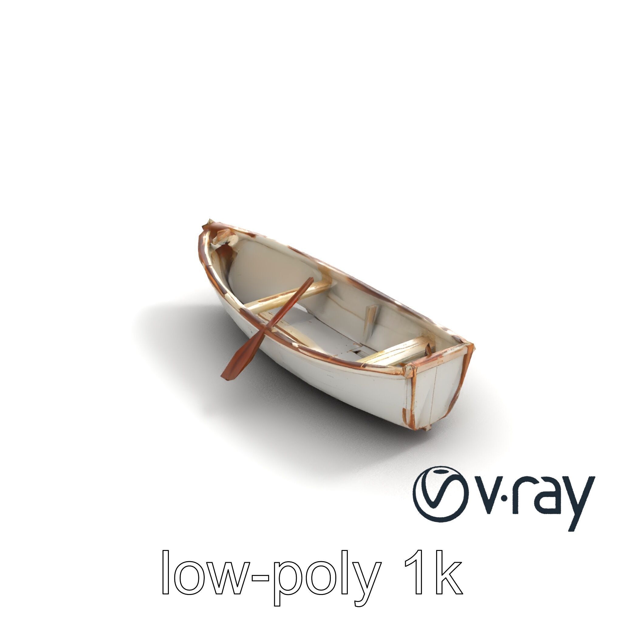 Rustic Rowboat with Oars 3D model pack Low-poly 3D model_9