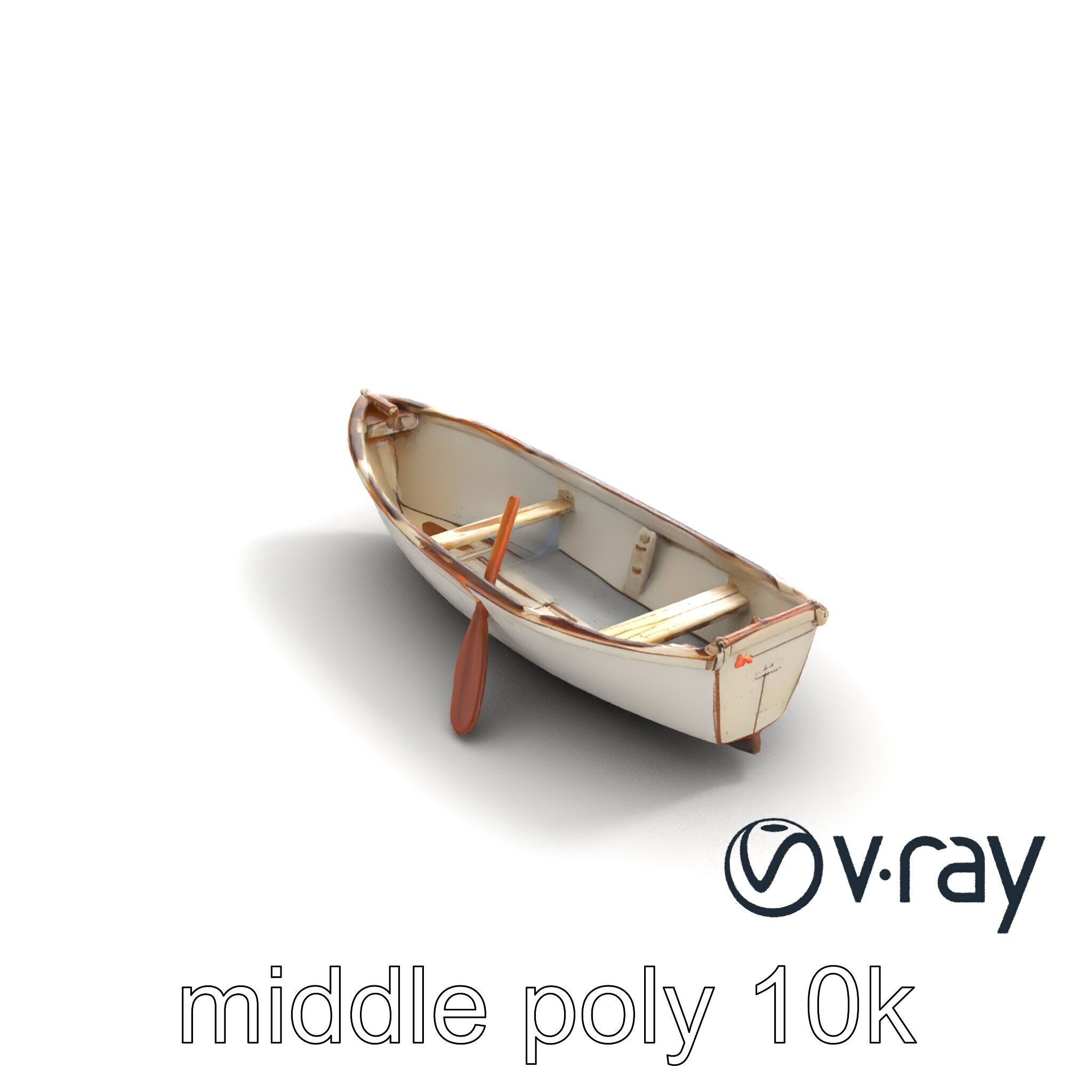 Rustic Rowboat with Oars 3D model pack Low-poly 3D model_8