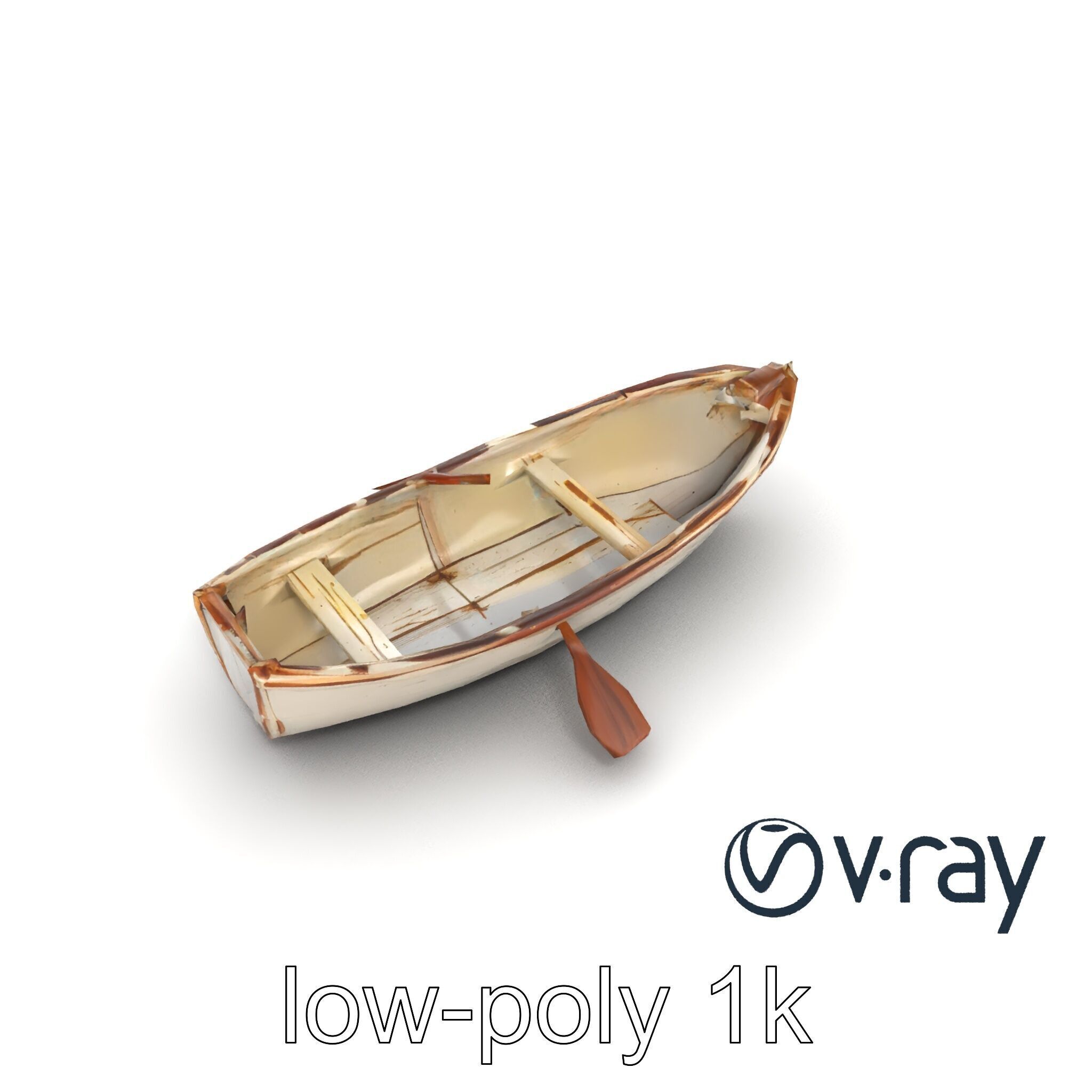 Rustic Rowboat with Oars 3D model pack Low-poly 3D model_30