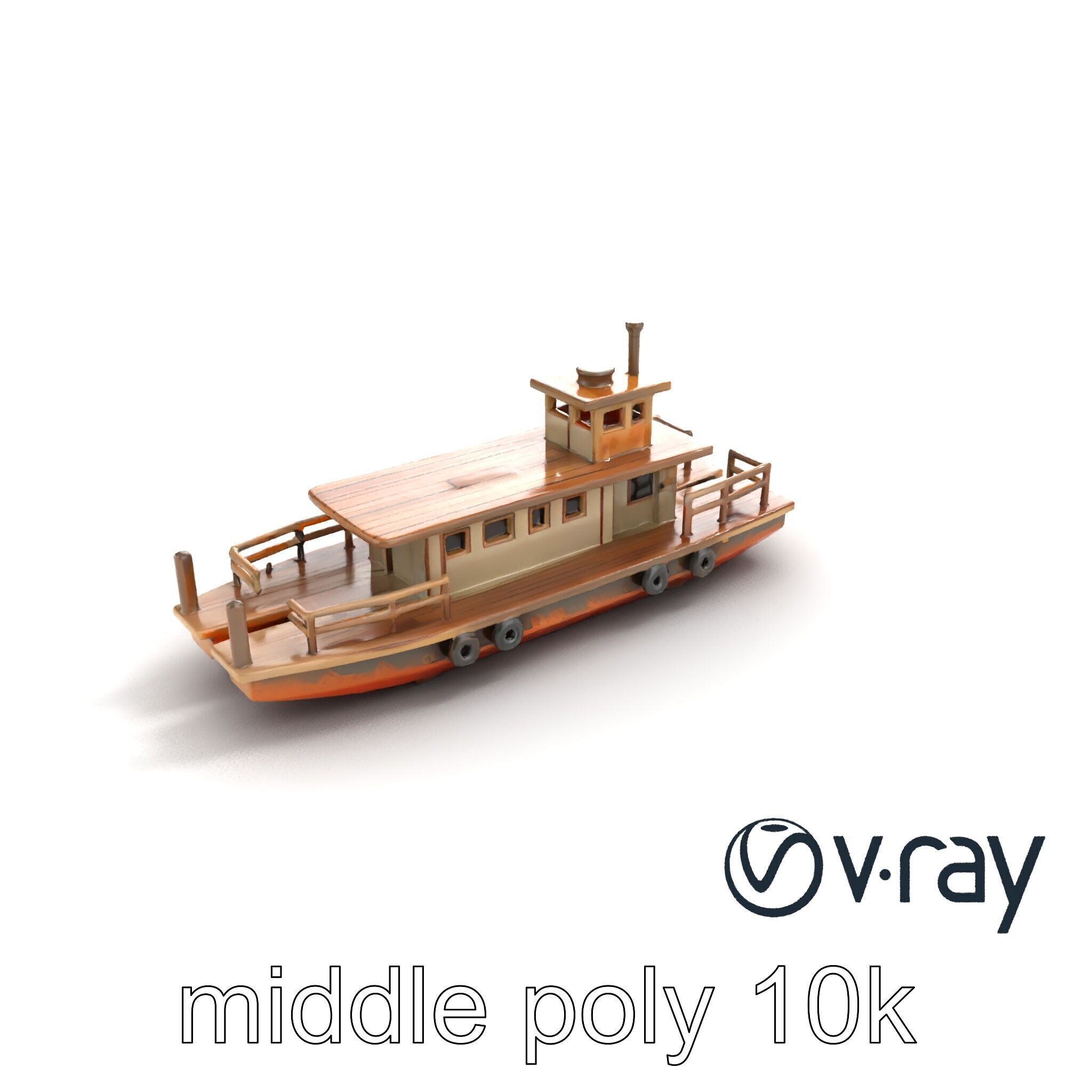 Historic Passage Ferry Early Century Model Pack Low-poly 3D model_7