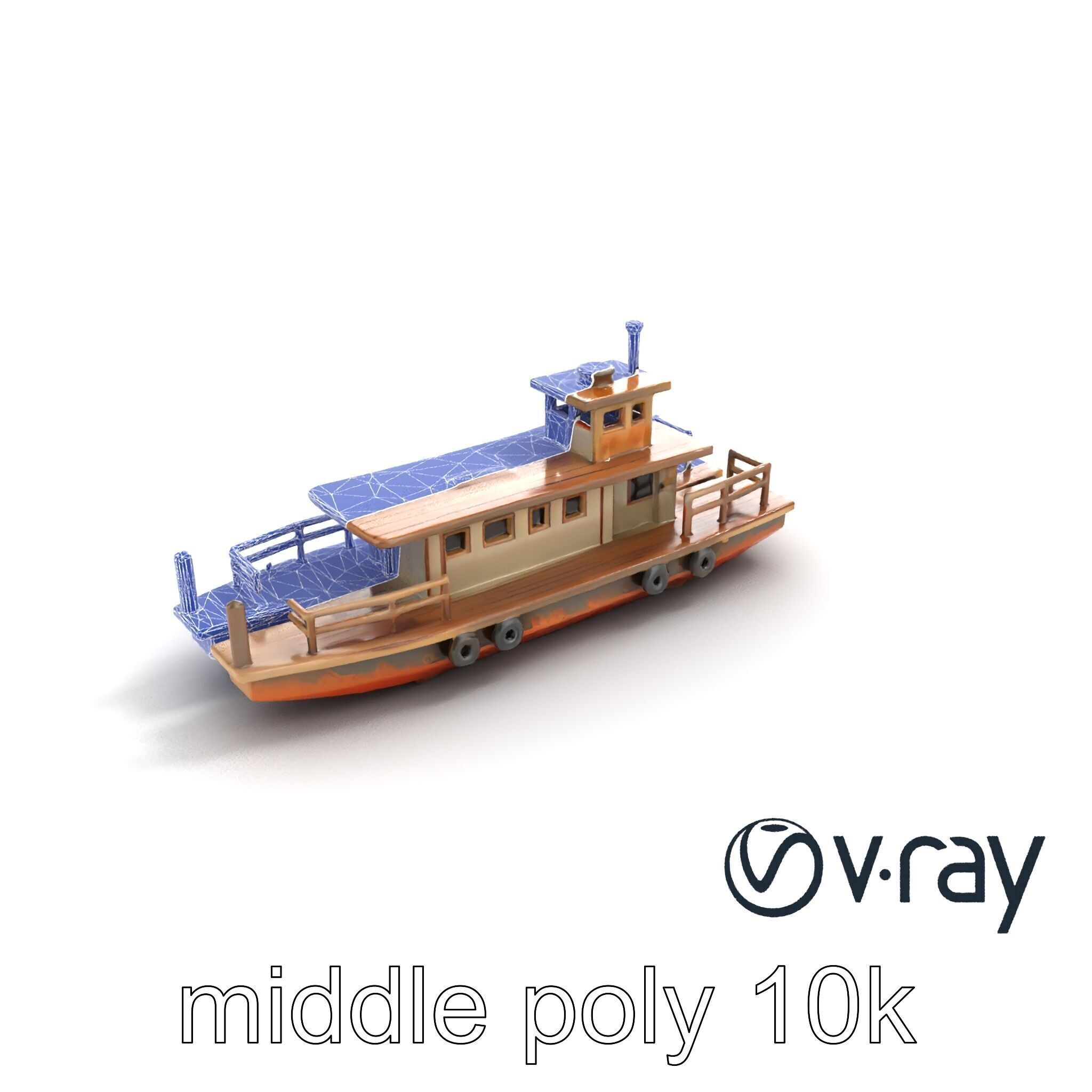 Historic Passage Ferry Early Century Model Pack Low-poly 3D model_10