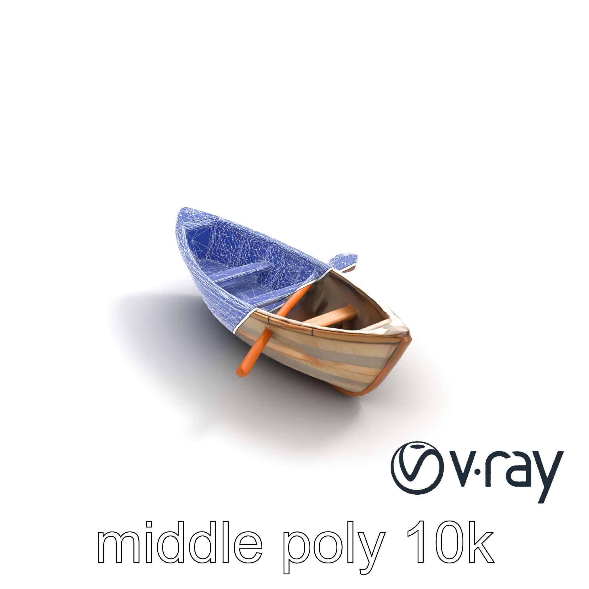 Weathered Rowboat with Cracked Hull and Oars model pack Low-poly 3D model_11