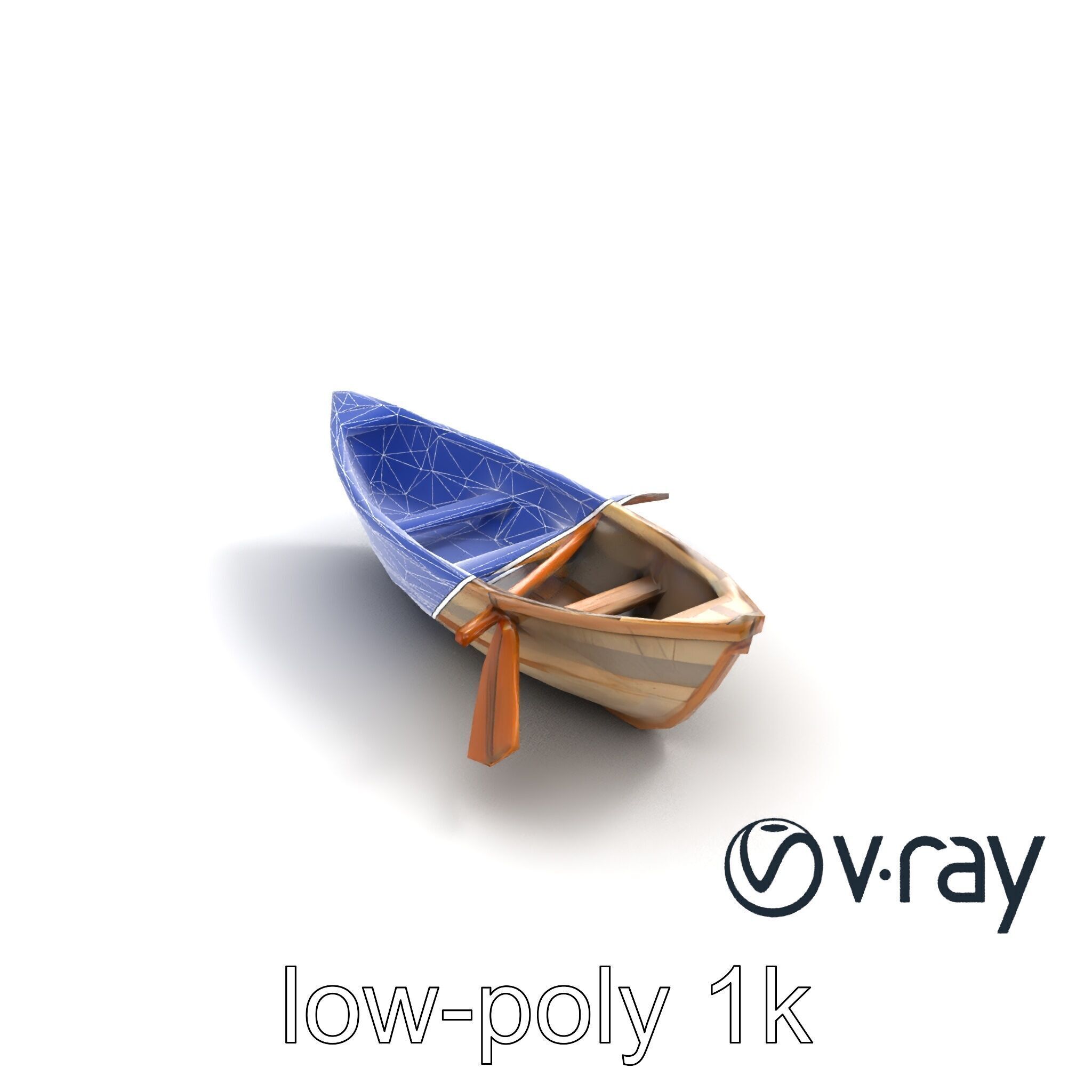 Weathered Rowboat with Cracked Hull and Oars model pack Low-poly 3D model_12