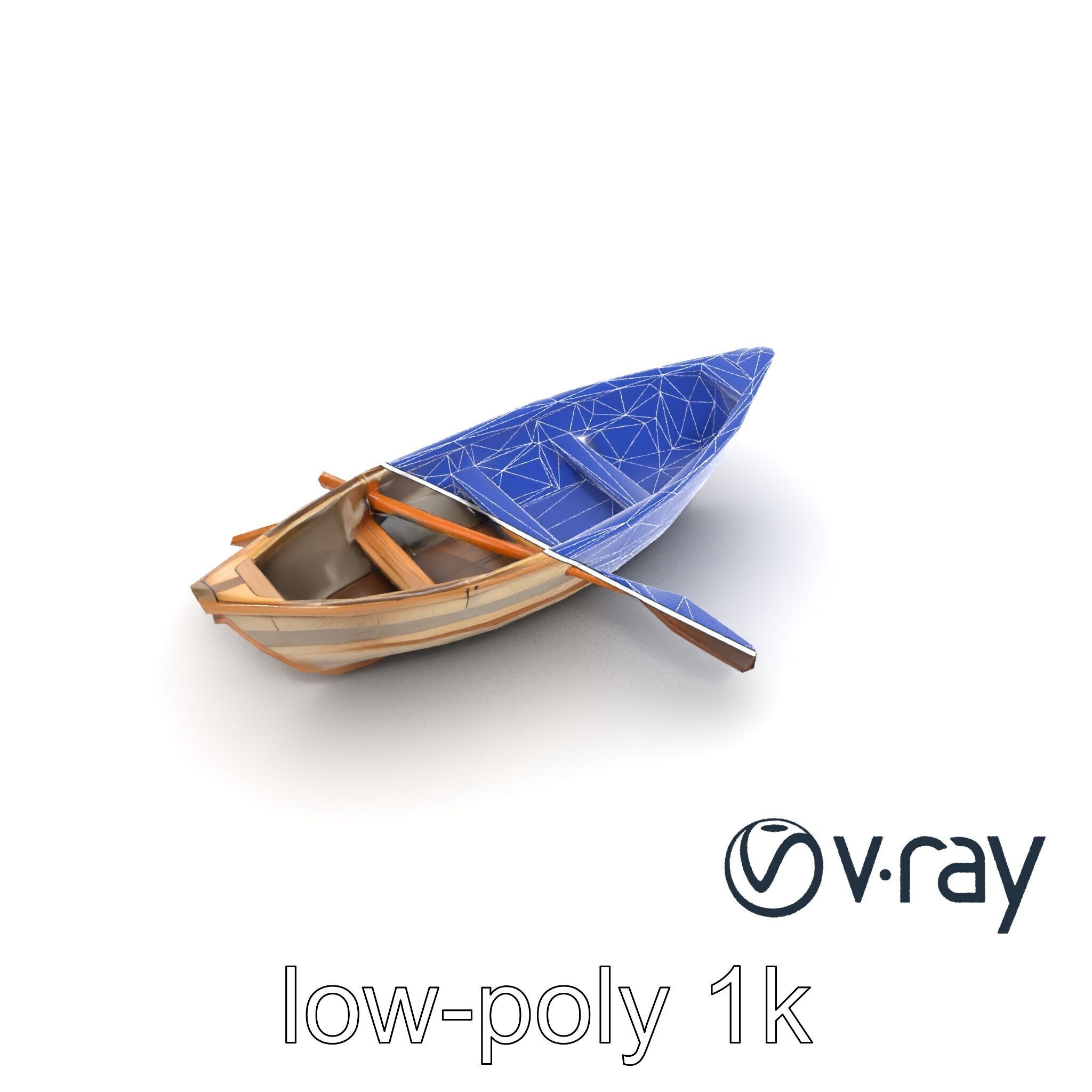 Weathered Rowboat with Cracked Hull and Oars model pack Low-poly 3D model_29