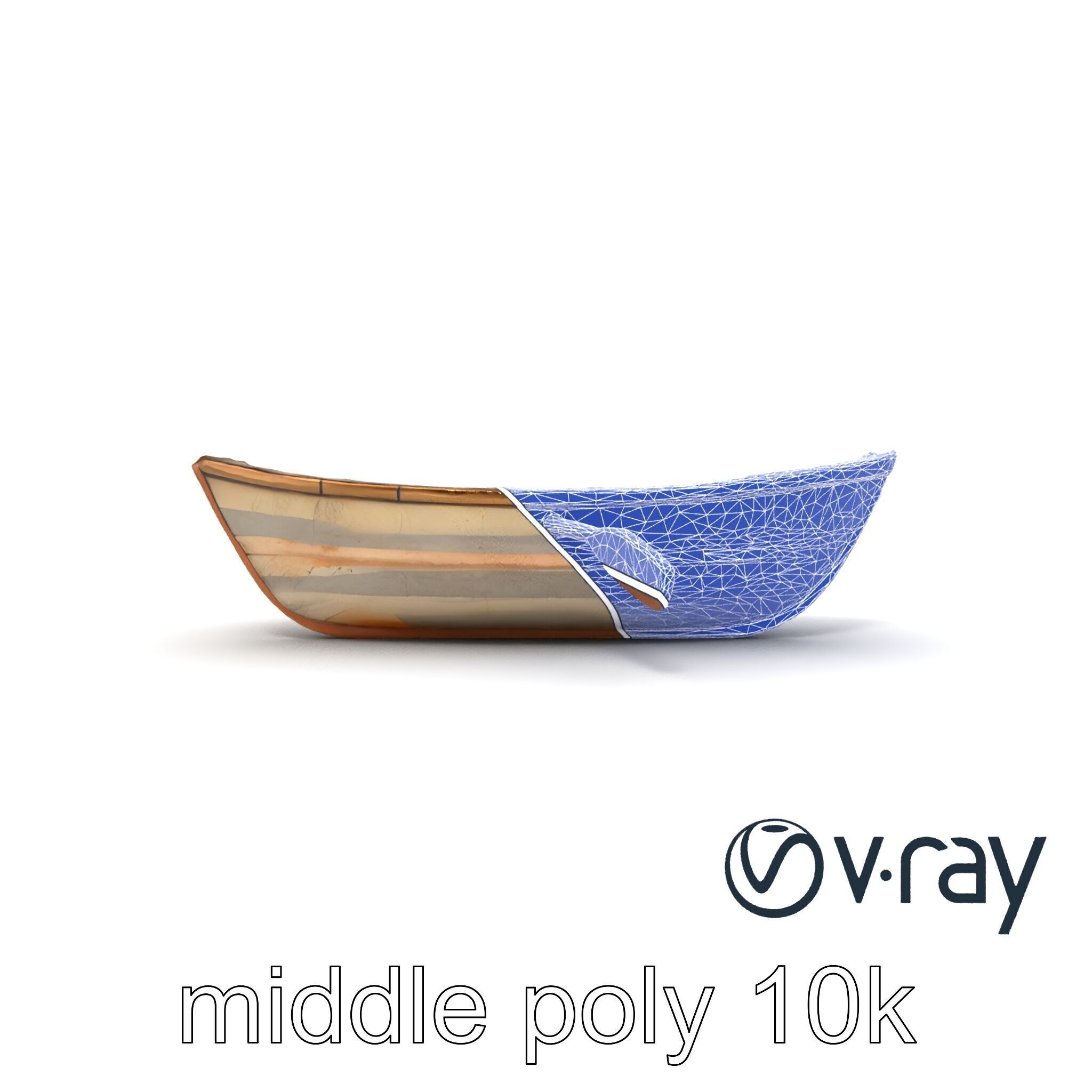 Weathered Rowboat with Cracked Hull and Oars model pack Low-poly 3D model_19