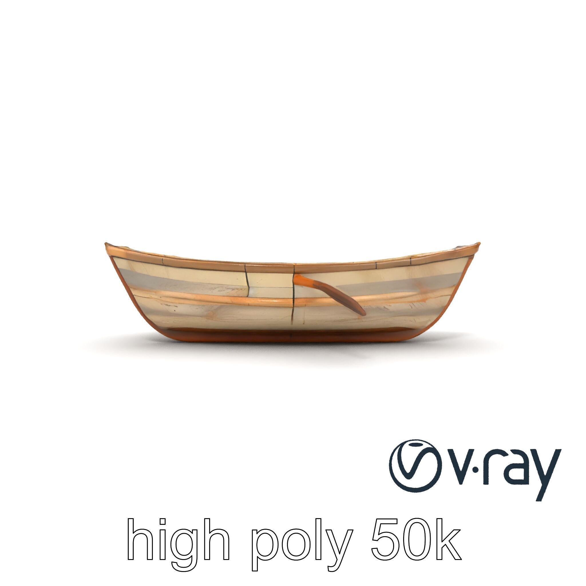 Weathered Rowboat with Cracked Hull and Oars model pack Low-poly 3D model_22
