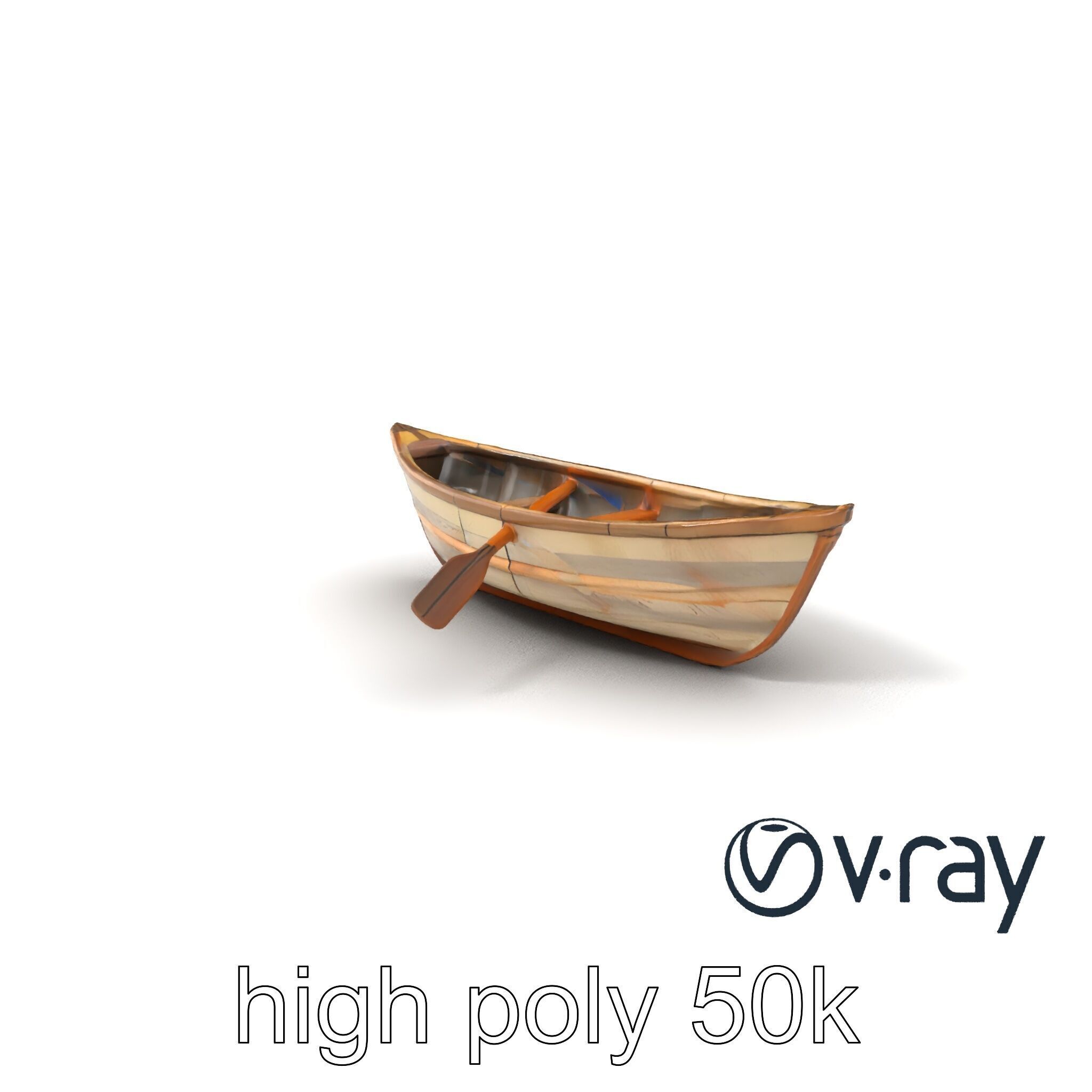 Weathered Rowboat with Cracked Hull and Oars model pack Low-poly 3D model_2
