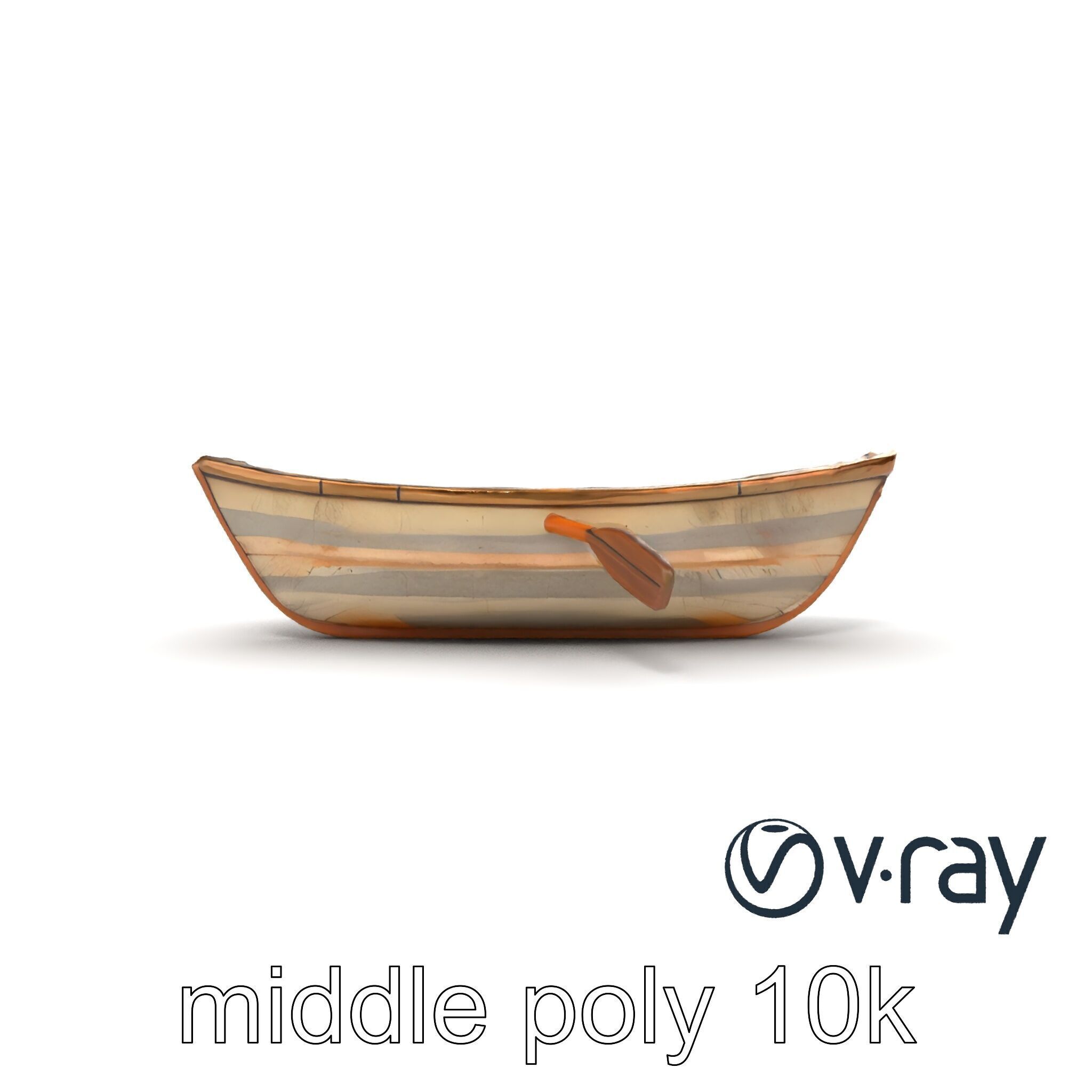 Weathered Rowboat with Cracked Hull and Oars model pack Low-poly 3D model_14