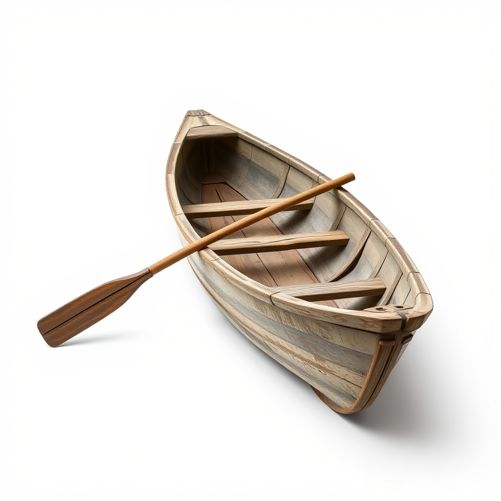 Weathered Rowboat with Cracked Hull and Oars model pack Low-poly 3D model_4