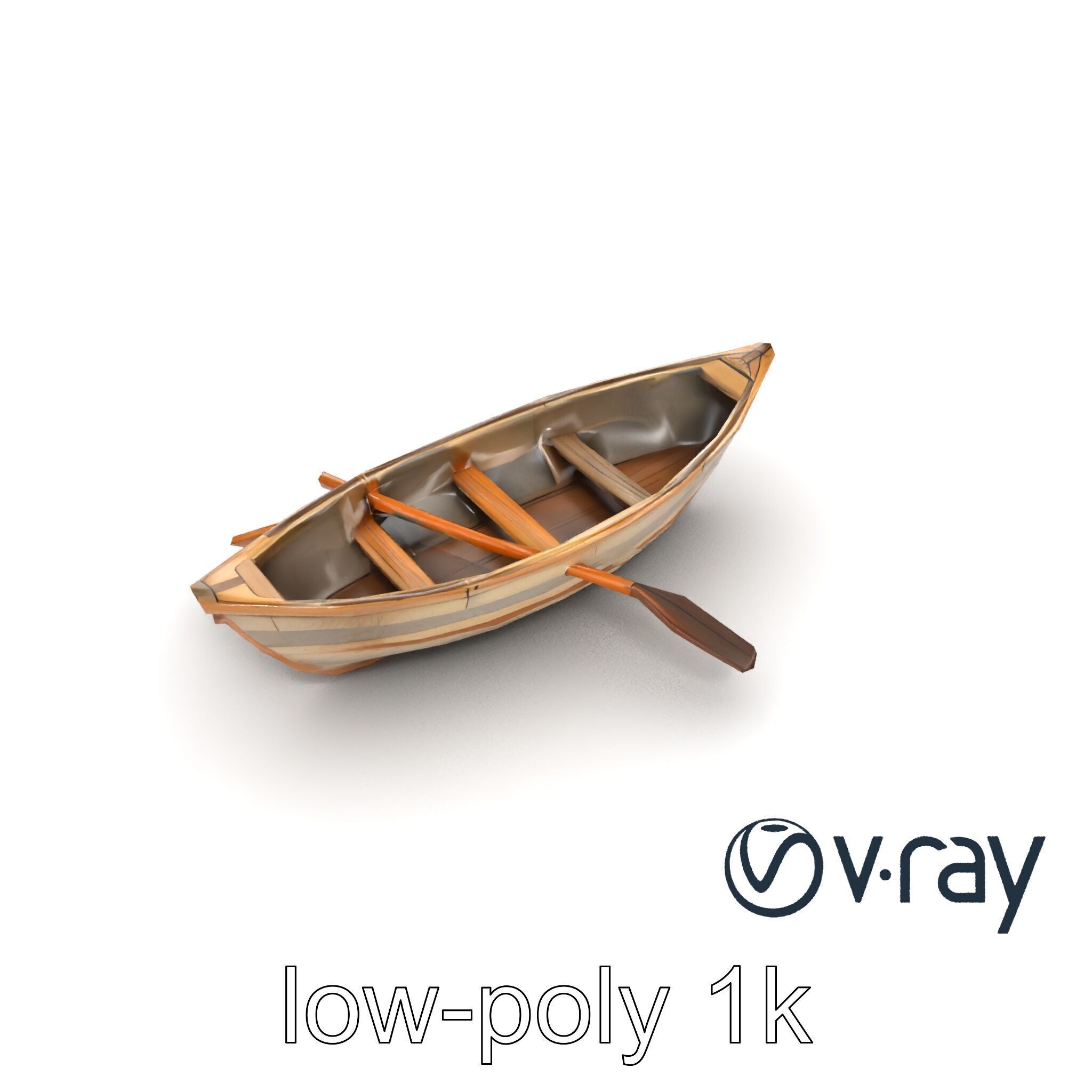 Weathered Rowboat with Cracked Hull and Oars model pack Low-poly 3D model_23