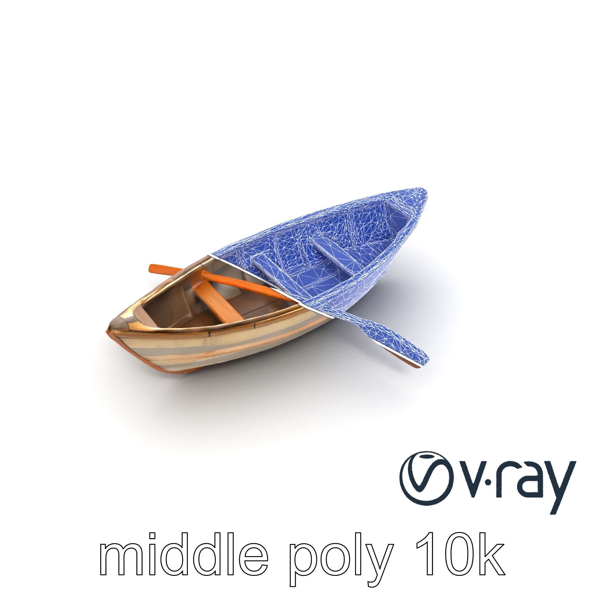 Weathered Rowboat with Cracked Hull and Oars model pack Low-poly 3D model_21