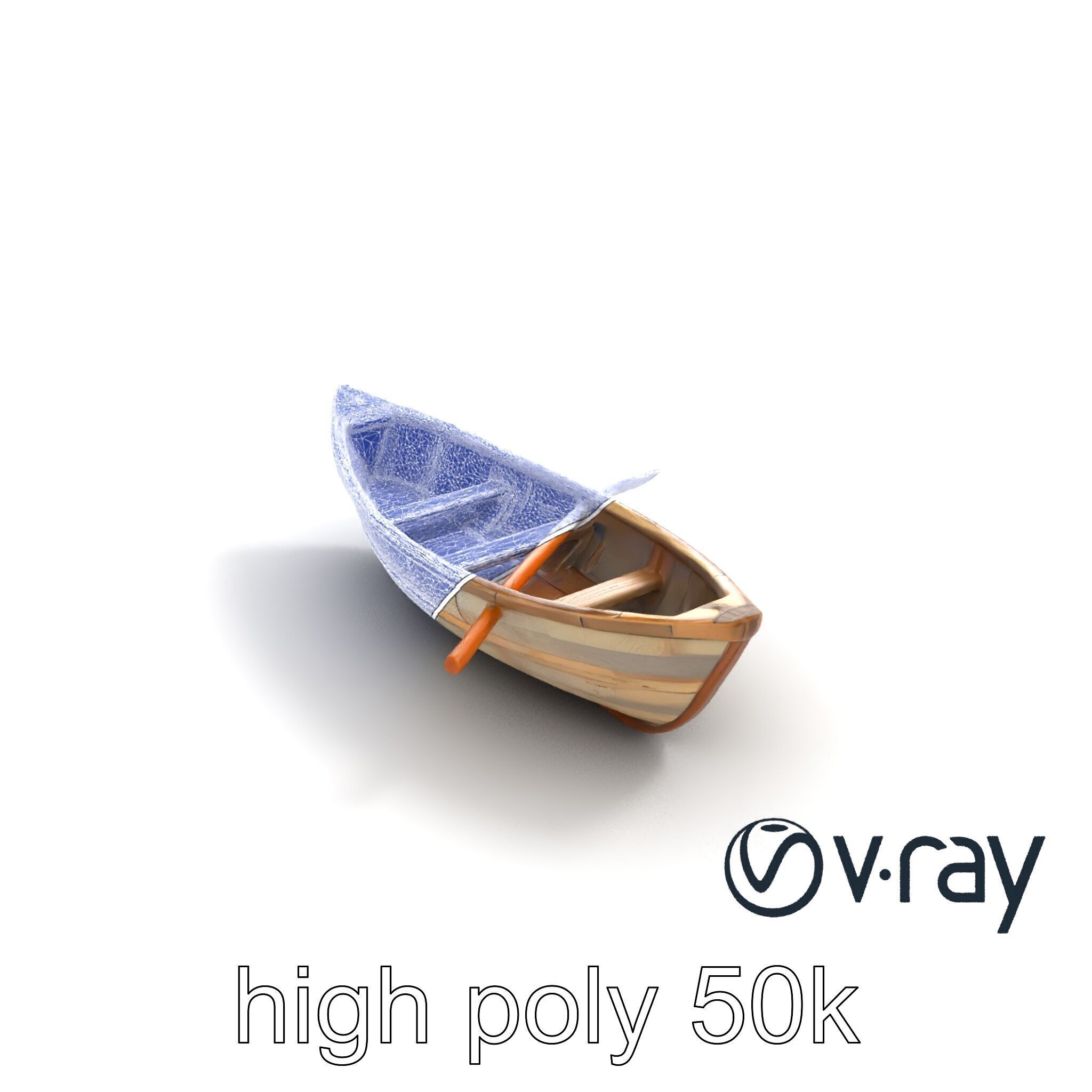 Weathered Rowboat with Cracked Hull and Oars model pack Low-poly 3D model_32