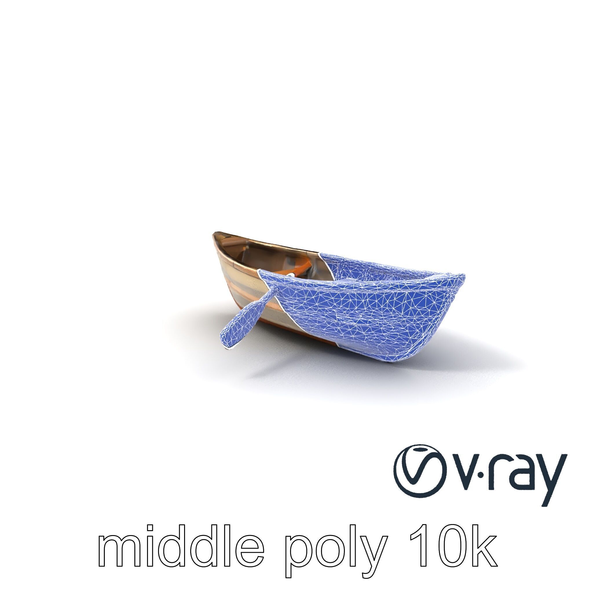 Weathered Rowboat with Cracked Hull and Oars model pack Low-poly 3D model_6
