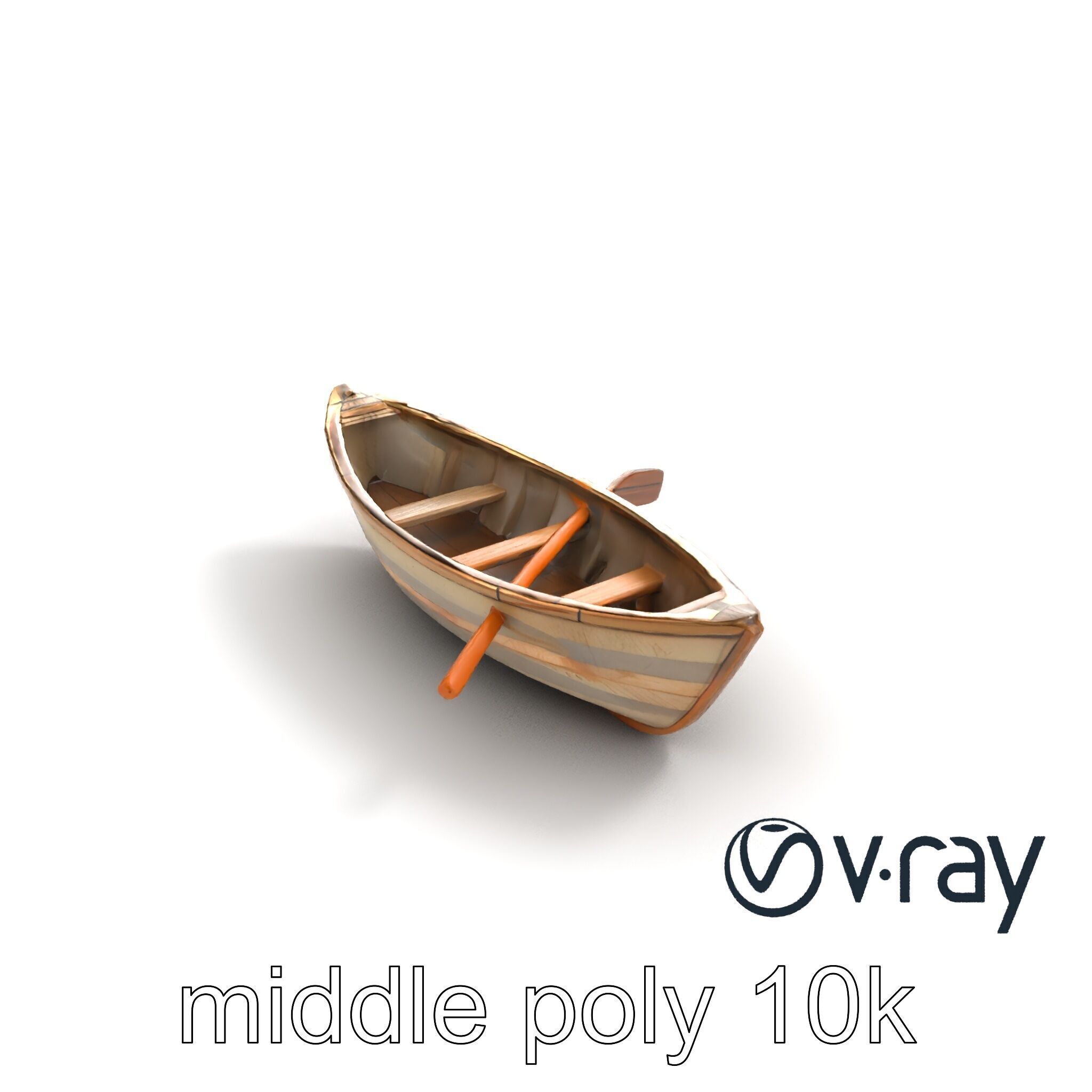 Weathered Rowboat with Cracked Hull and Oars model pack Low-poly 3D model_8