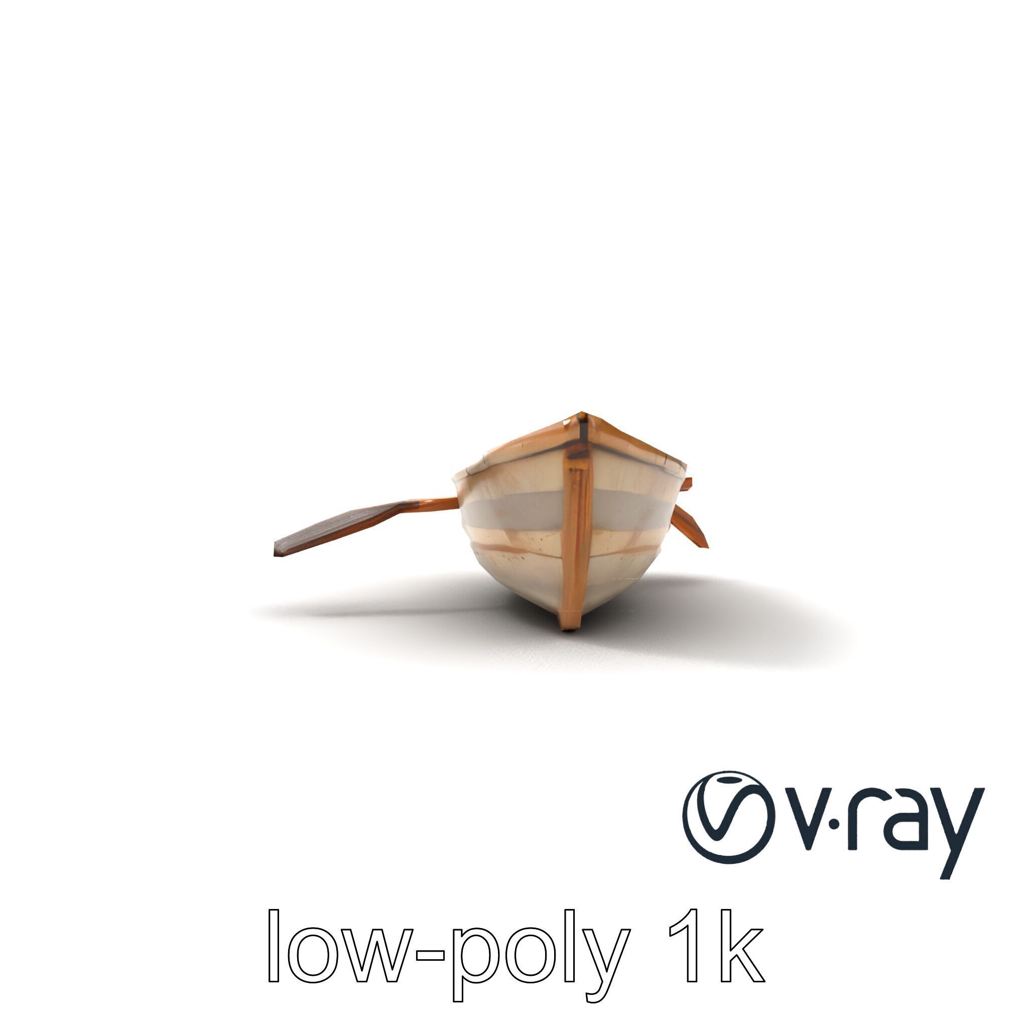 Weathered Rowboat with Cracked Hull and Oars model pack Low-poly 3D model_28