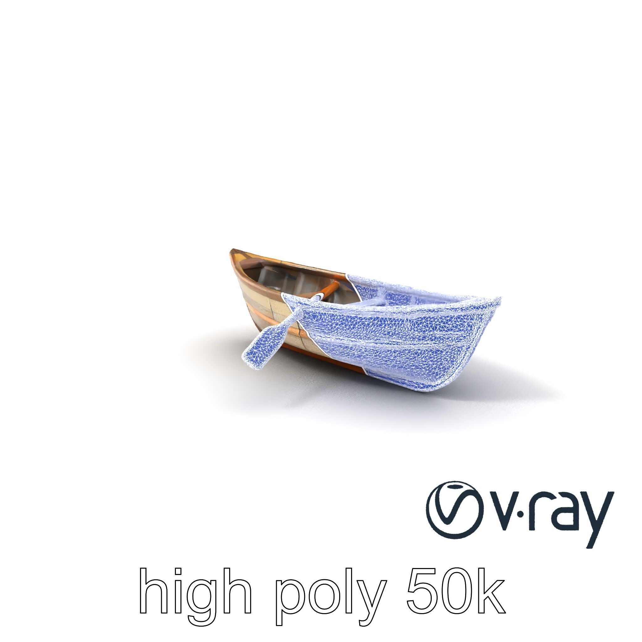 Weathered Rowboat with Cracked Hull and Oars model pack Low-poly 3D model_10