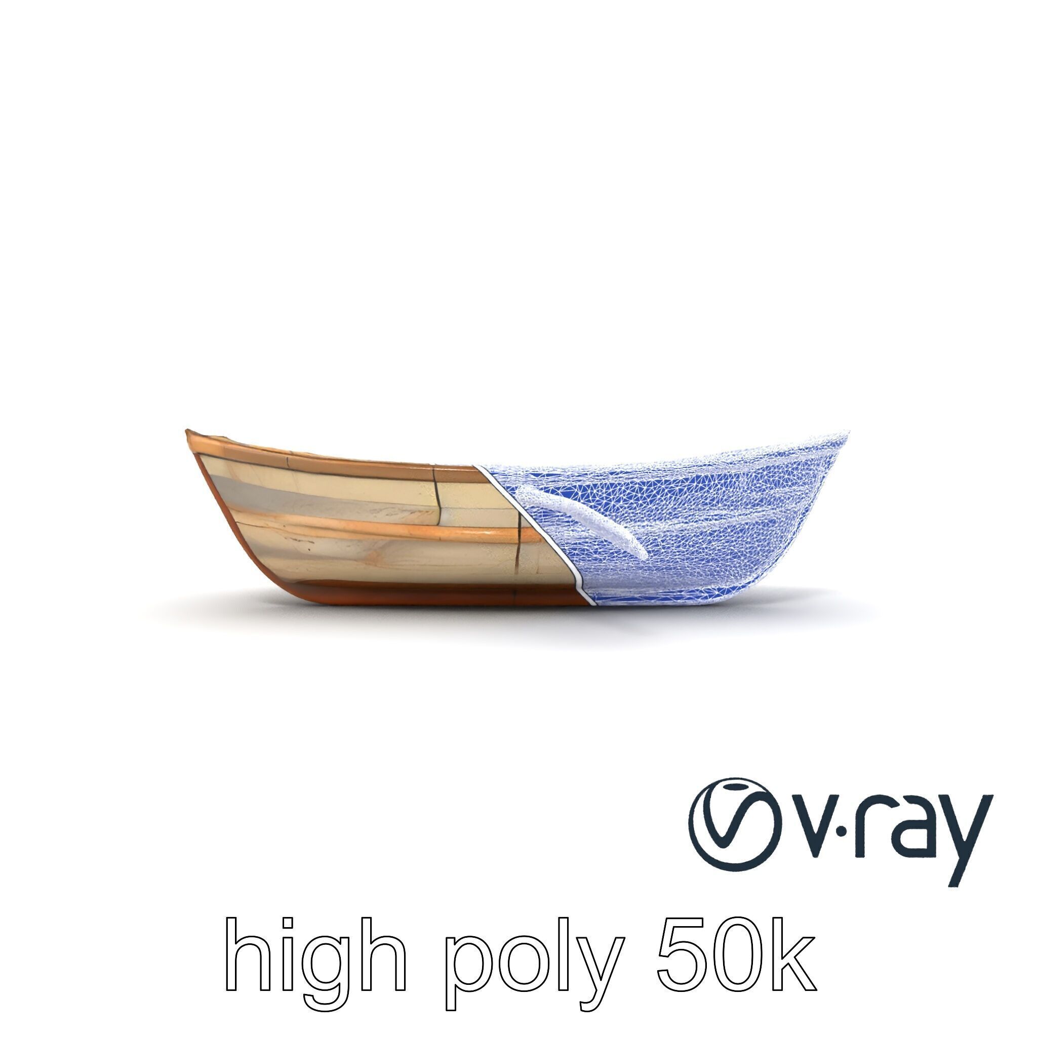 Weathered Rowboat with Cracked Hull and Oars model pack Low-poly 3D model_30