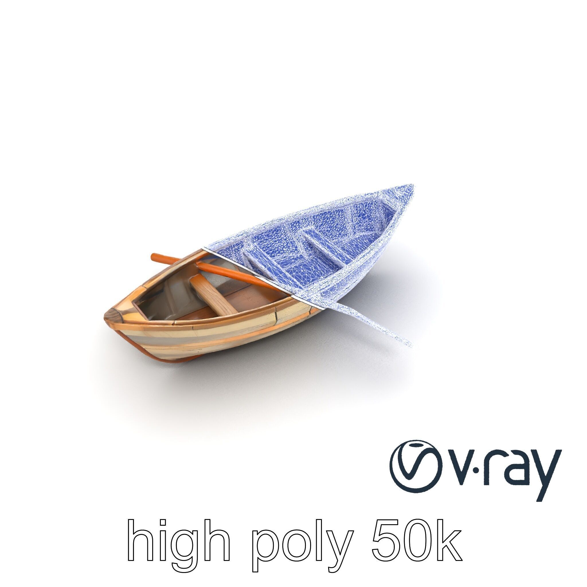 Weathered Rowboat with Cracked Hull and Oars model pack Low-poly 3D model_26