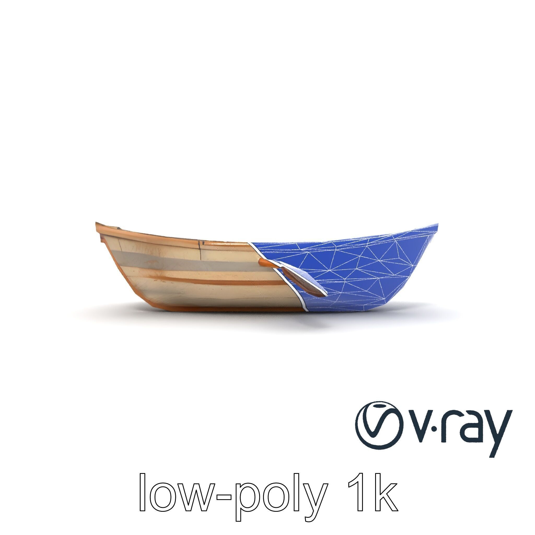 Weathered Rowboat with Cracked Hull and Oars model pack Low-poly 3D model_31