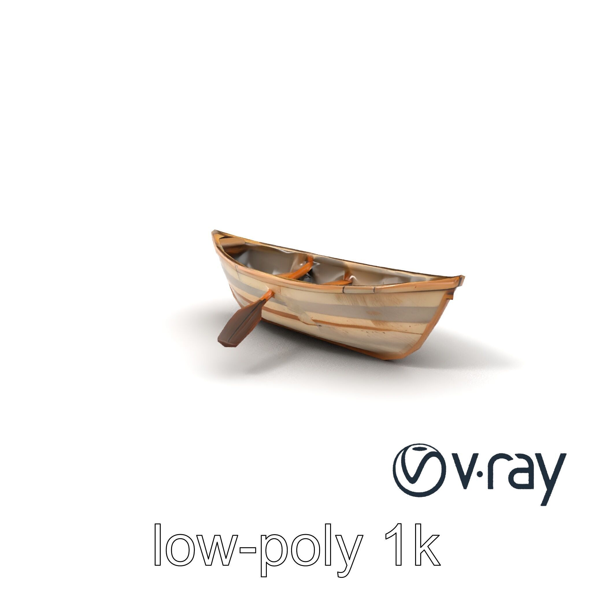 Weathered Rowboat with Cracked Hull and Oars model pack Low-poly 3D model_5