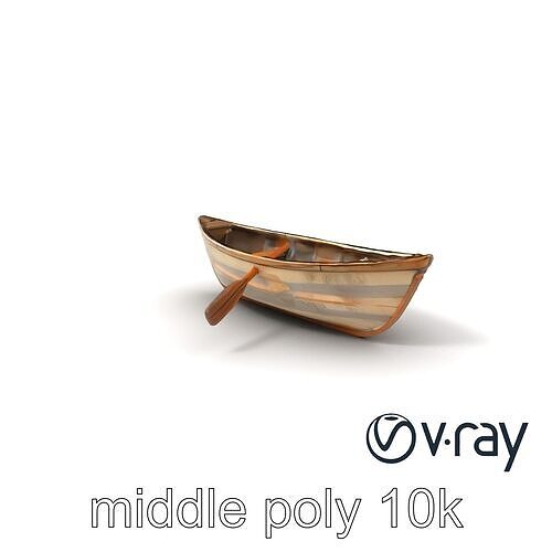 Weathered Rowboat with Cracked Hull and Oars model pack Low-poly 3D model