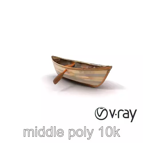 Weathered Rowboat with Cracked Hull and Oars model pack Low-poly 3D model