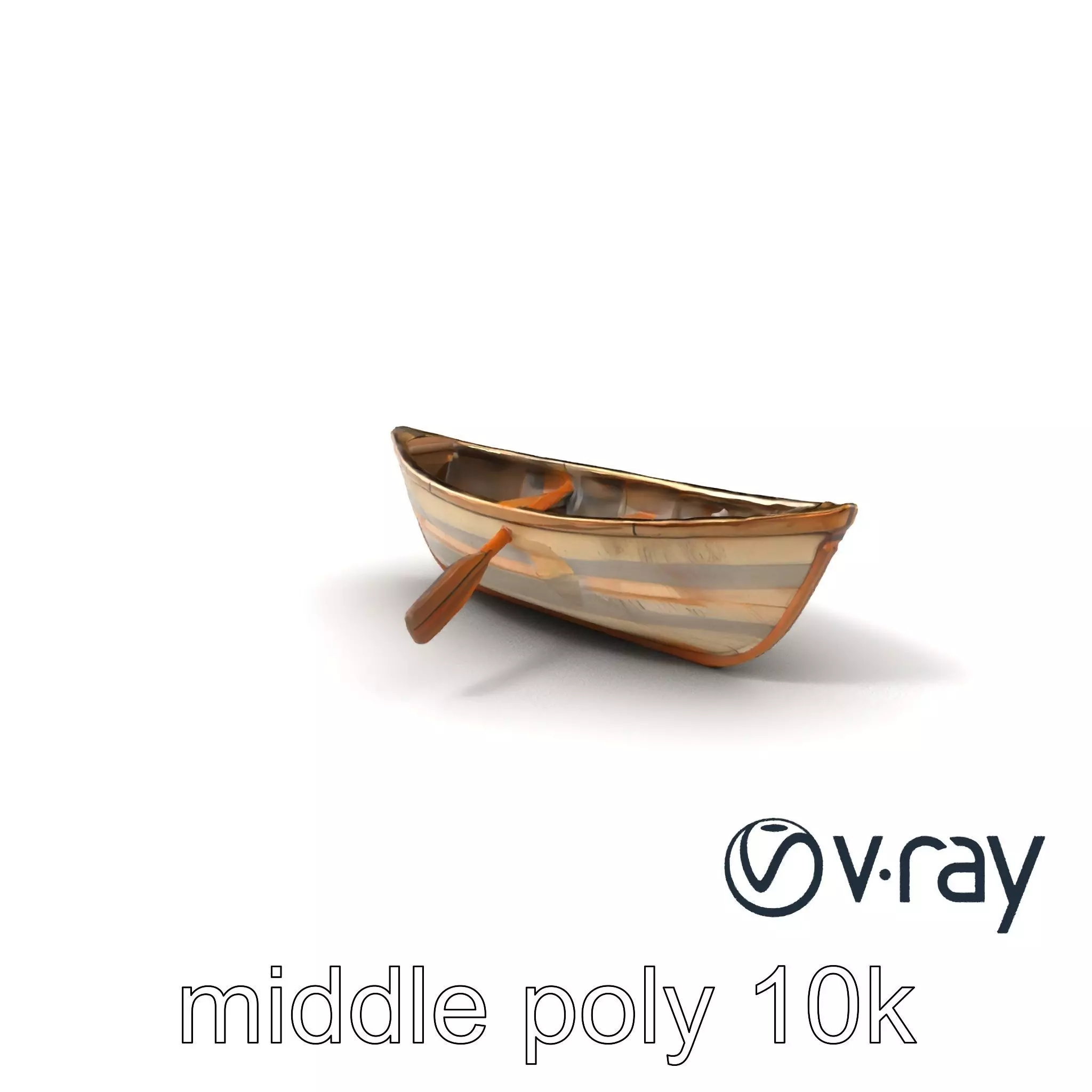 Weathered Rowboat with Cracked Hull and Oars model pack Low-poly 3D model_0