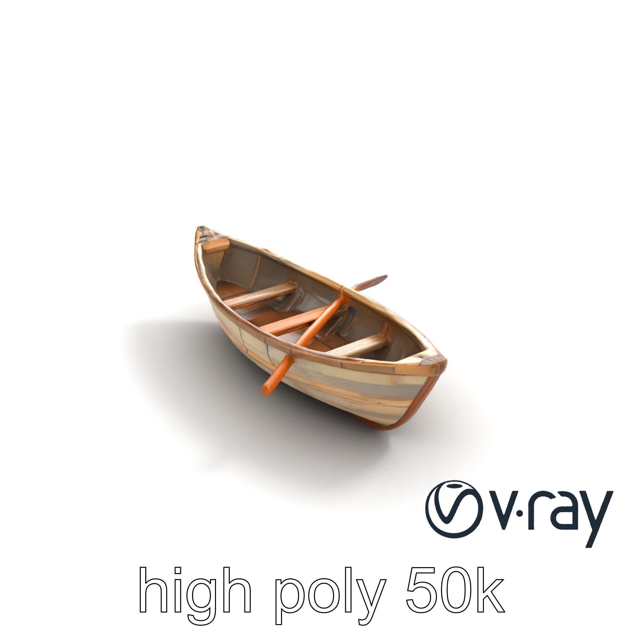 Weathered Rowboat with Cracked Hull and Oars model pack Low-poly 3D model_13