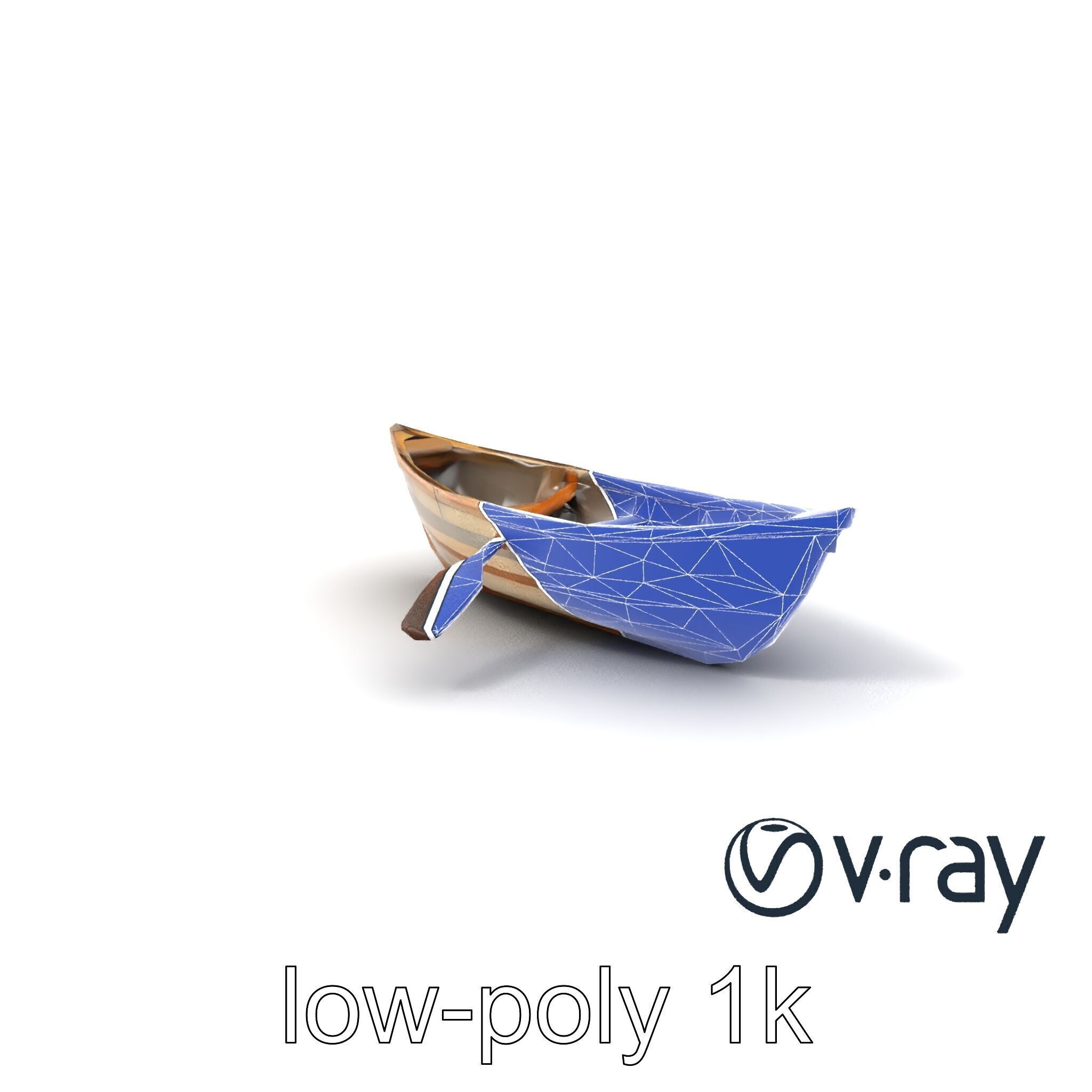 Weathered Rowboat with Cracked Hull and Oars model pack Low-poly 3D model_7