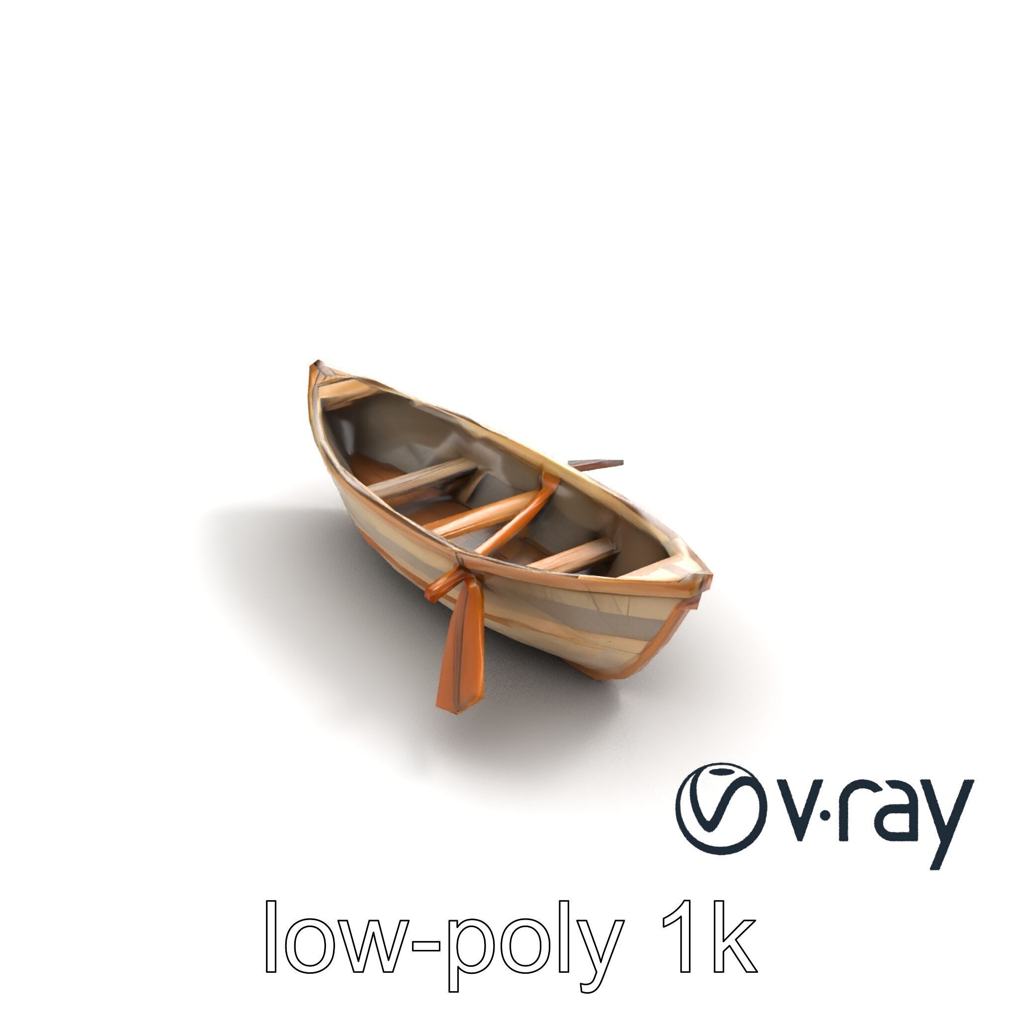 Weathered Rowboat with Cracked Hull and Oars model pack Low-poly 3D model_9