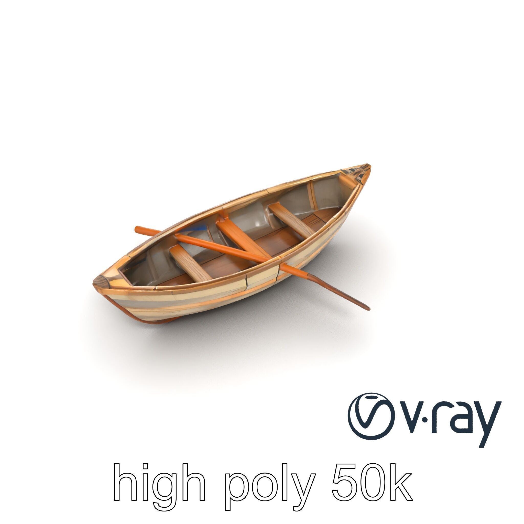 Weathered Rowboat with Cracked Hull and Oars model pack Low-poly 3D model_18