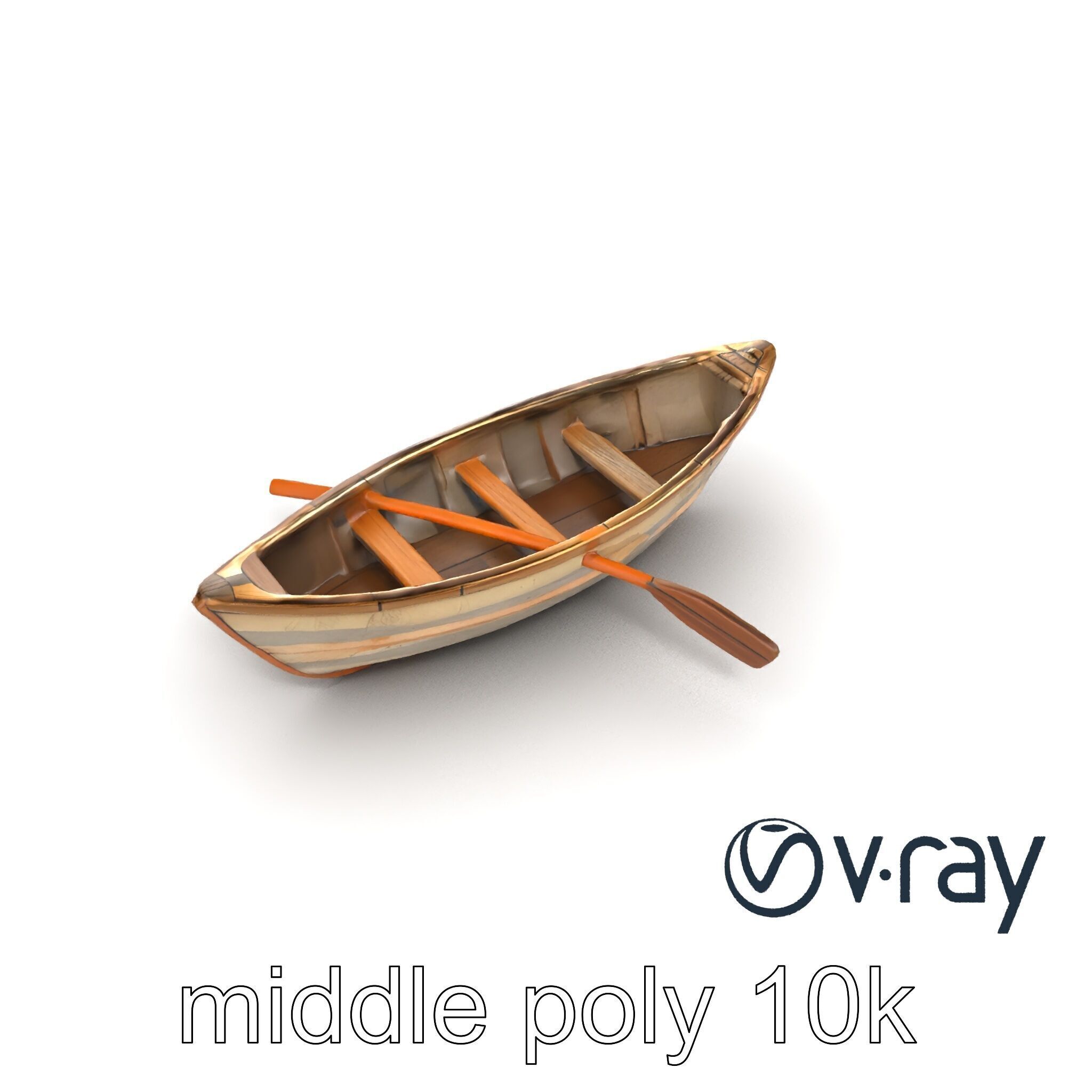 Weathered Rowboat with Cracked Hull and Oars model pack Low-poly 3D model_24