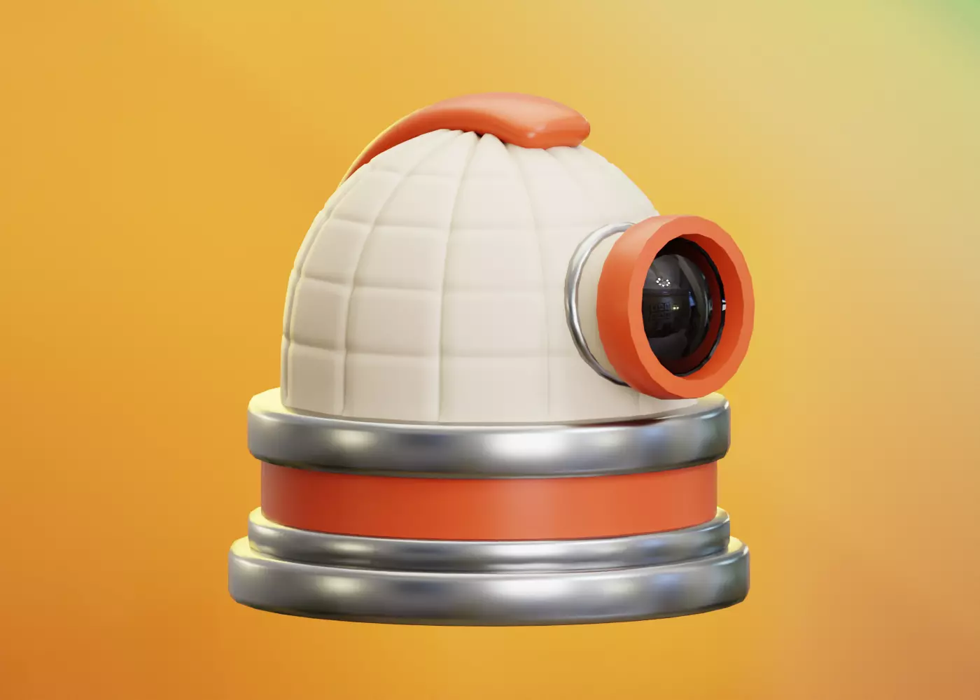 Astronomy Telescope Building Low-poly 3D model_0