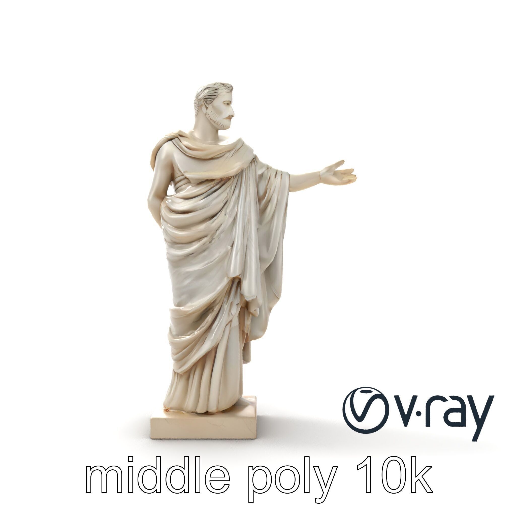 Roman Emperor Statue Toga Sculptural model pack Low-poly 3D model_13