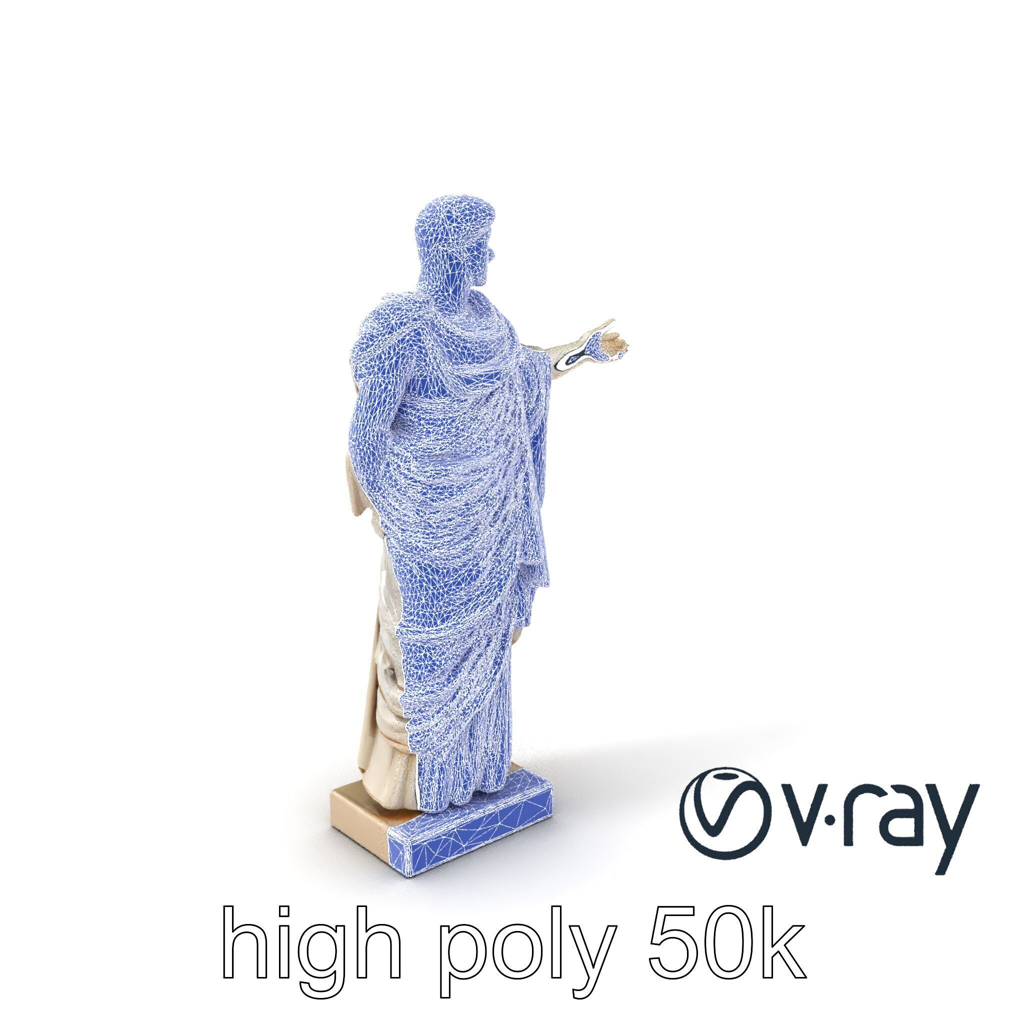 Roman Emperor Statue Toga Sculptural model pack Low-poly 3D model_10