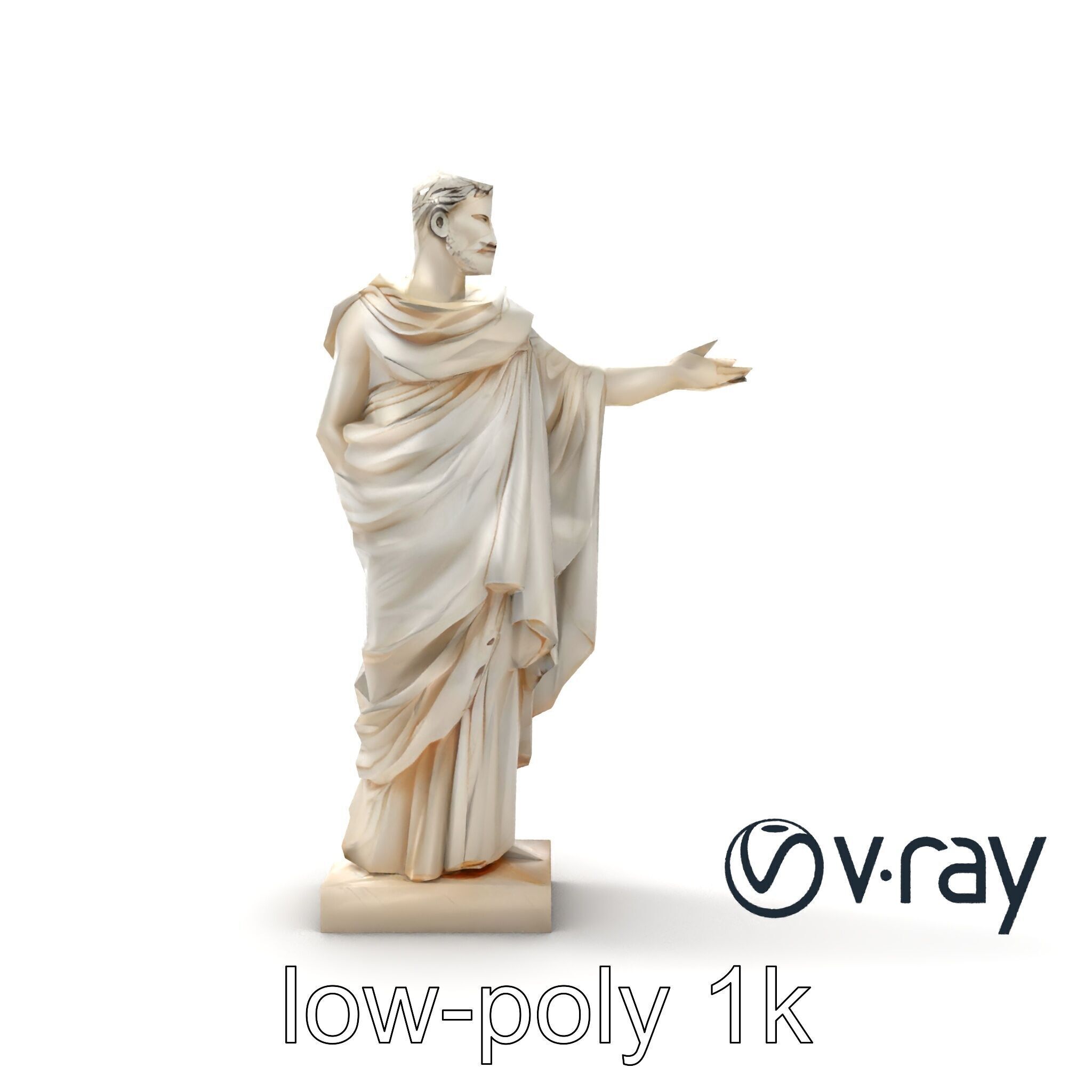 Roman Emperor Statue Toga Sculptural model pack Low-poly 3D model_22