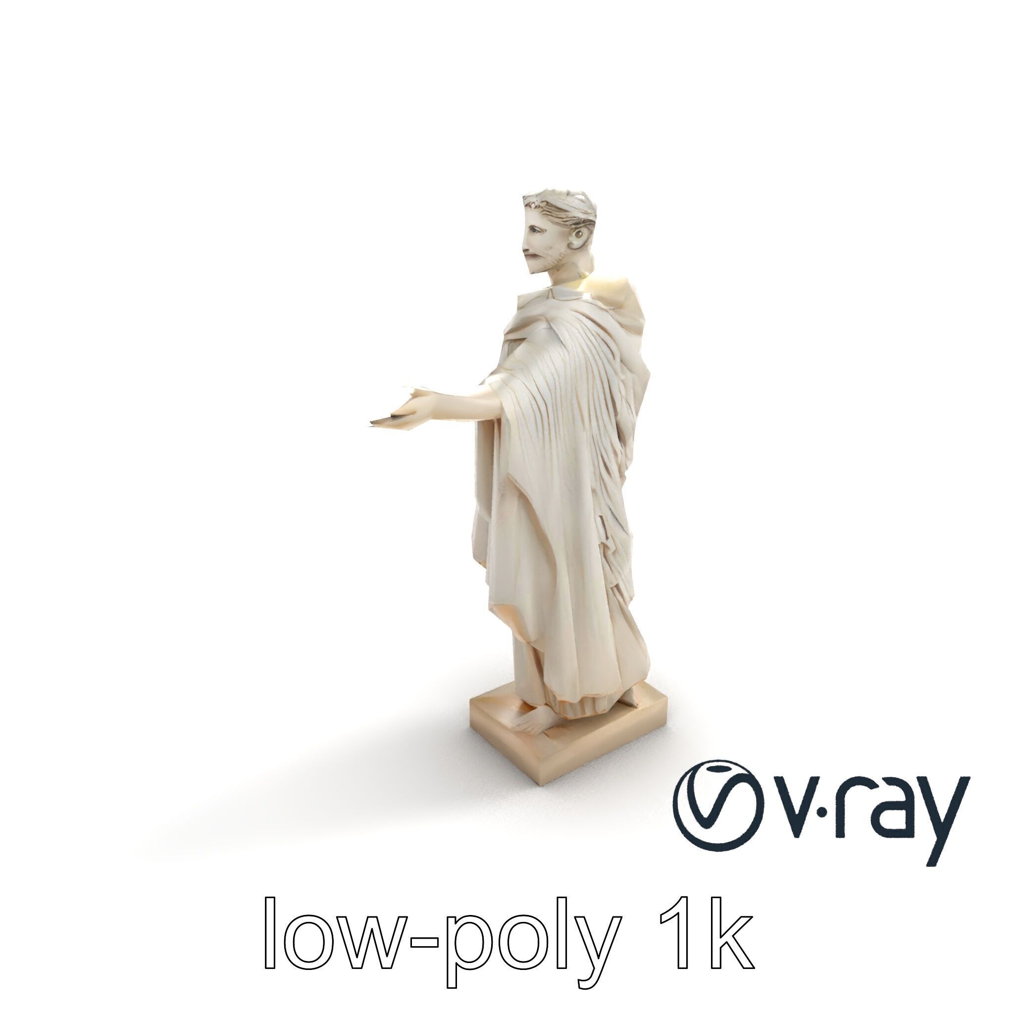 Roman Emperor Statue Toga Sculptural model pack Low-poly 3D model_9