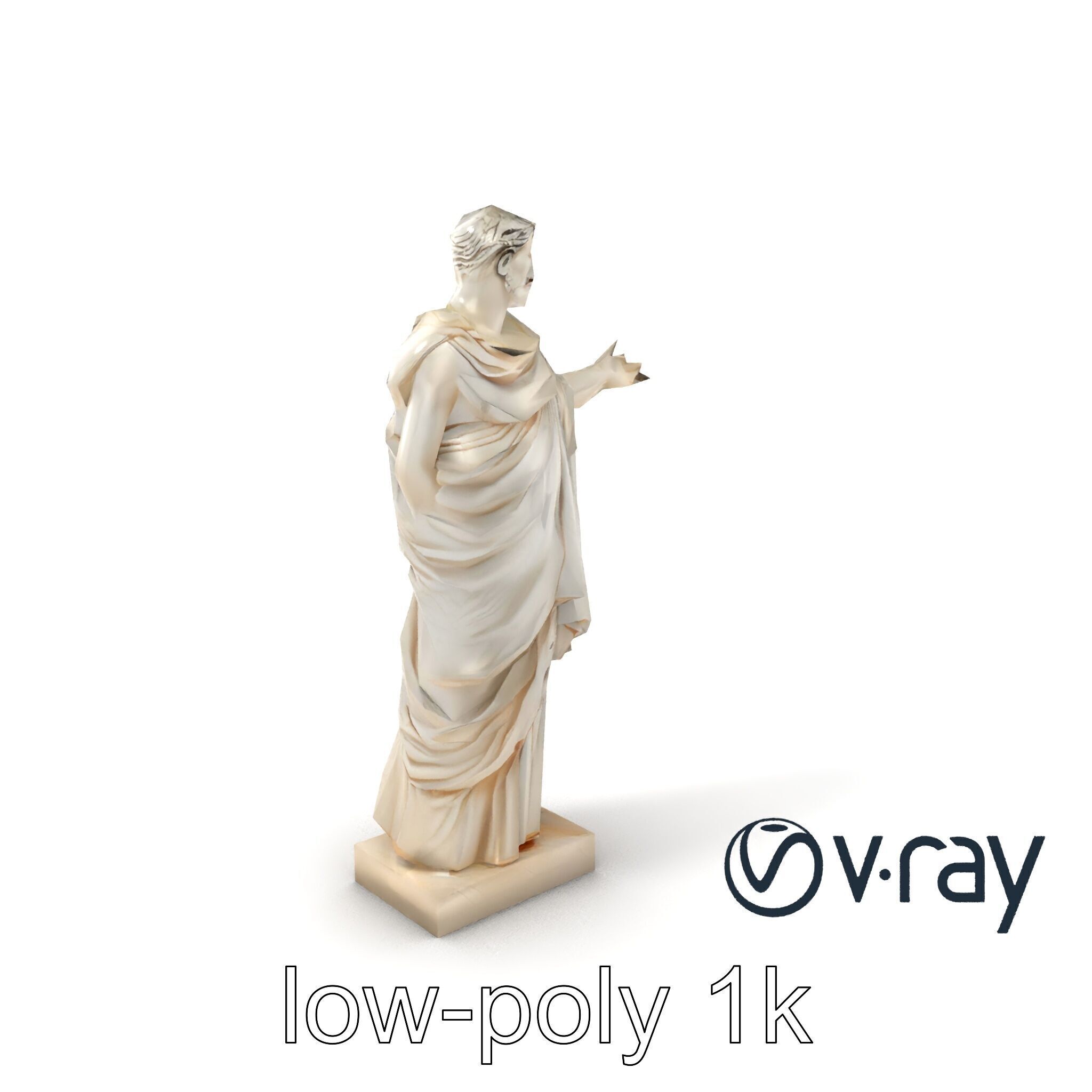 Roman Emperor Statue Toga Sculptural model pack Low-poly 3D model_5