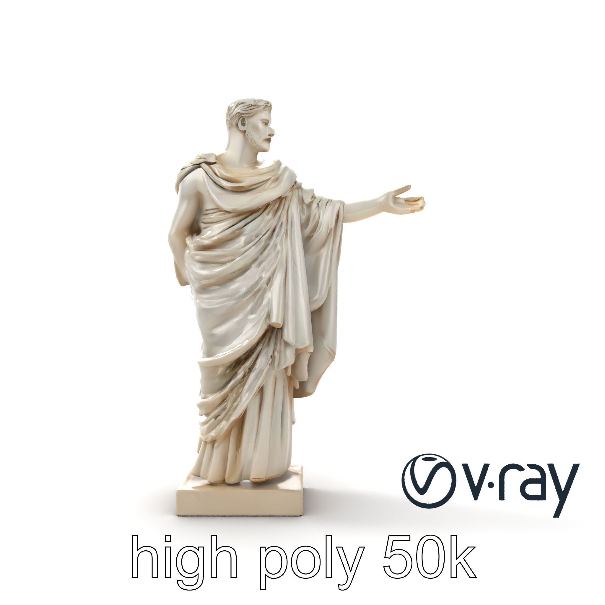 Roman Emperor Statue Toga Sculptural model pack Low-poly 3D model_30