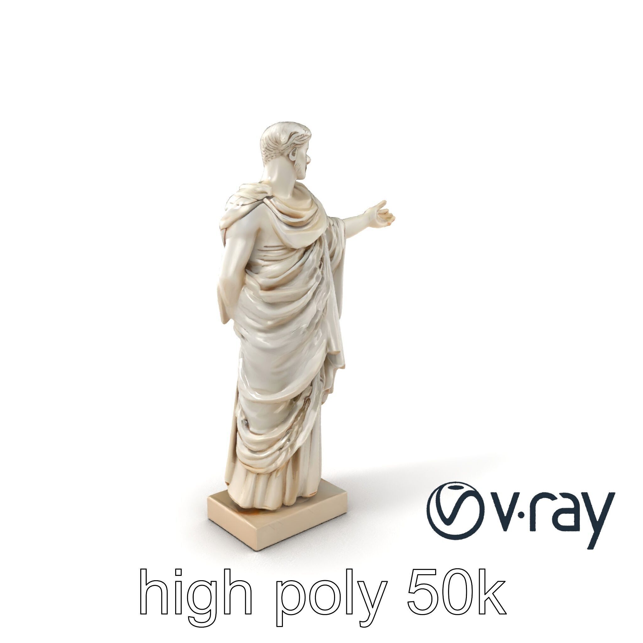 Roman Emperor Statue Toga Sculptural model pack Low-poly 3D model_2