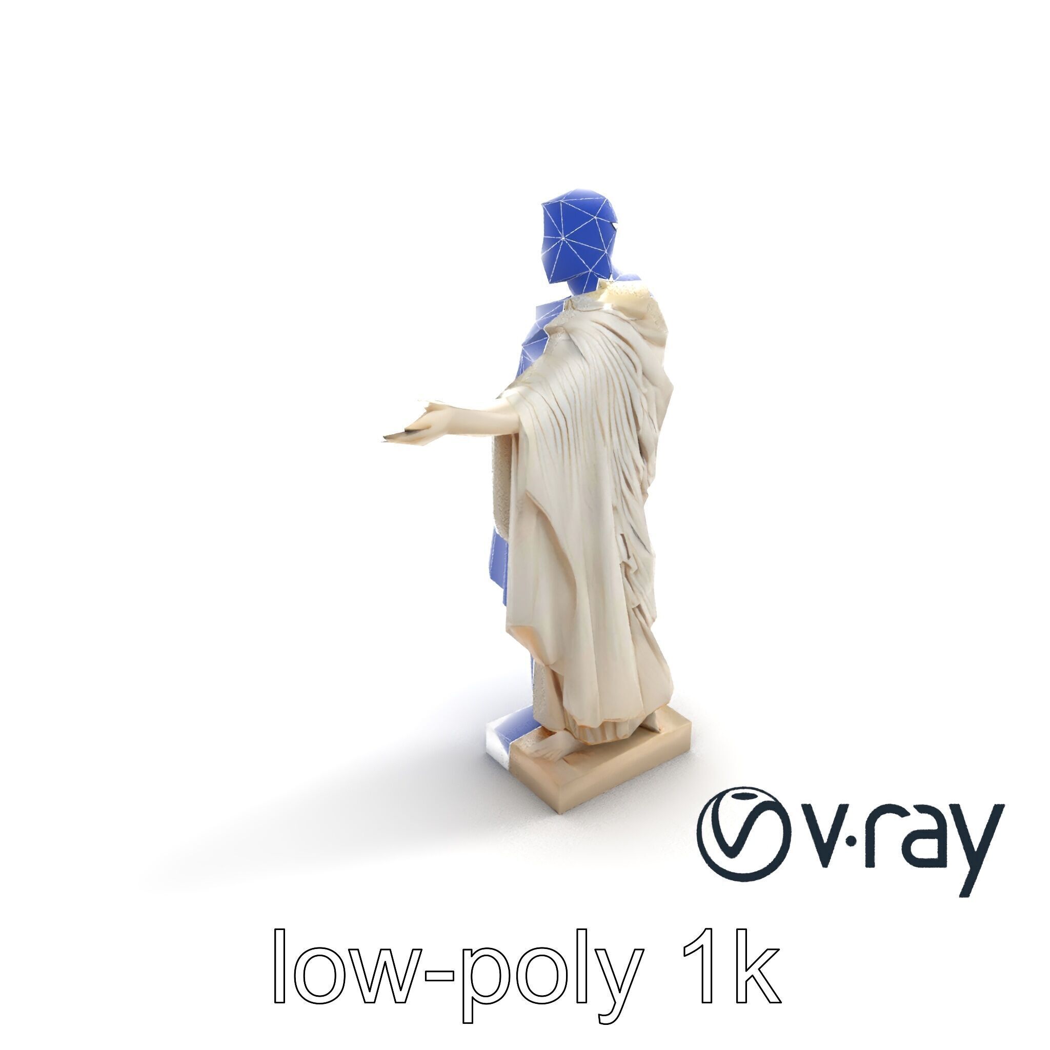 Roman Emperor Statue Toga Sculptural model pack Low-poly 3D model_21