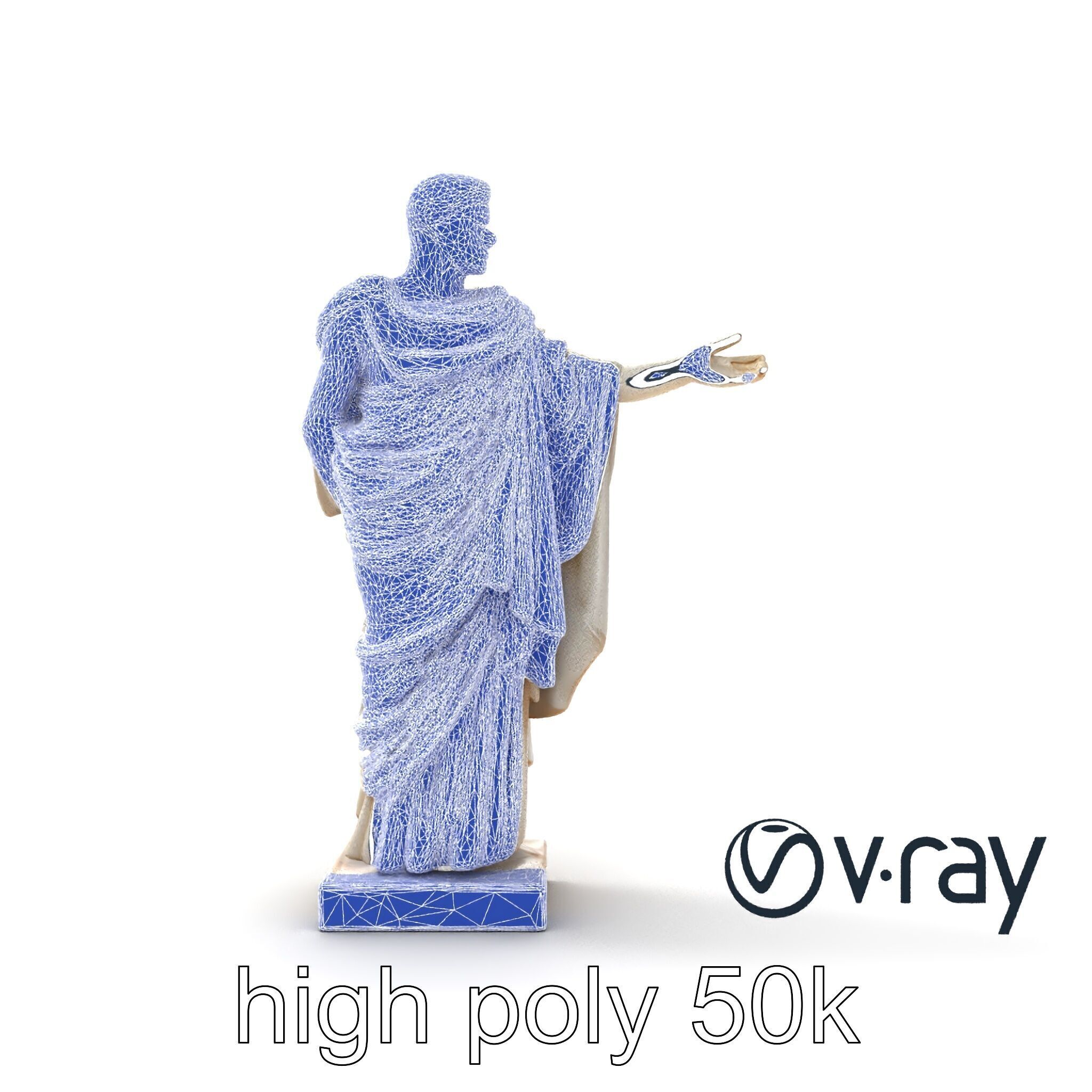 Roman Emperor Statue Toga Sculptural model pack Low-poly 3D model_32