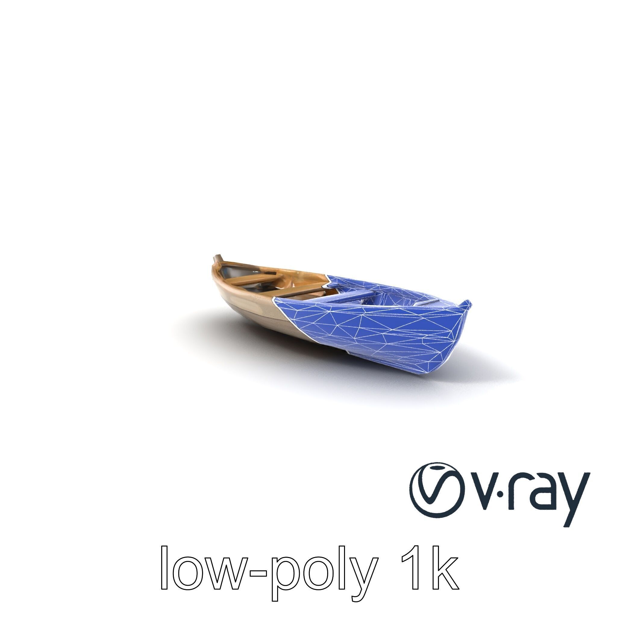 Weathered Wooden Rowboat with Oars model pack Low-poly 3D model_7
