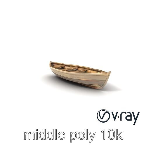 Weathered Wooden Rowboat with Oars model pack Low-poly 3D model