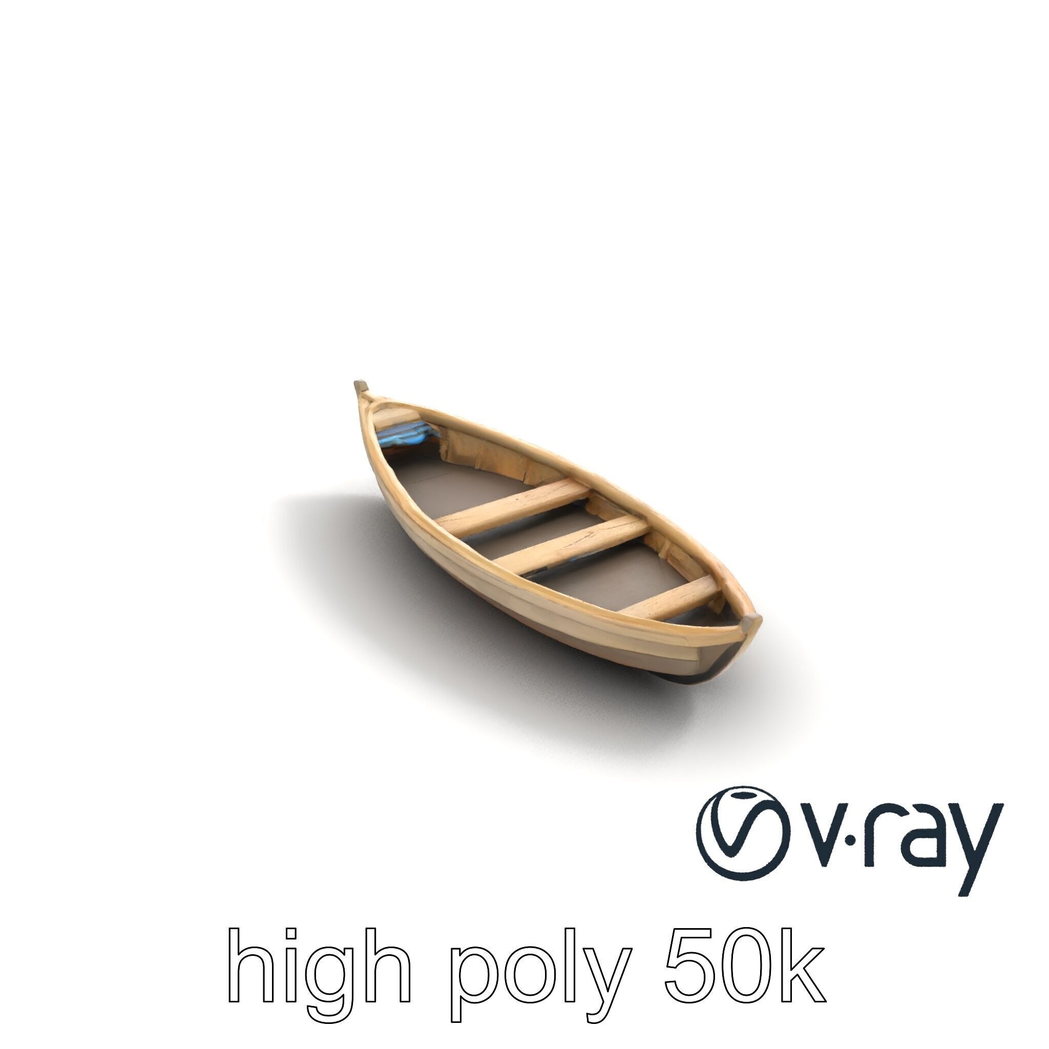 Weathered Wooden Rowboat with Oars model pack Low-poly 3D model_24