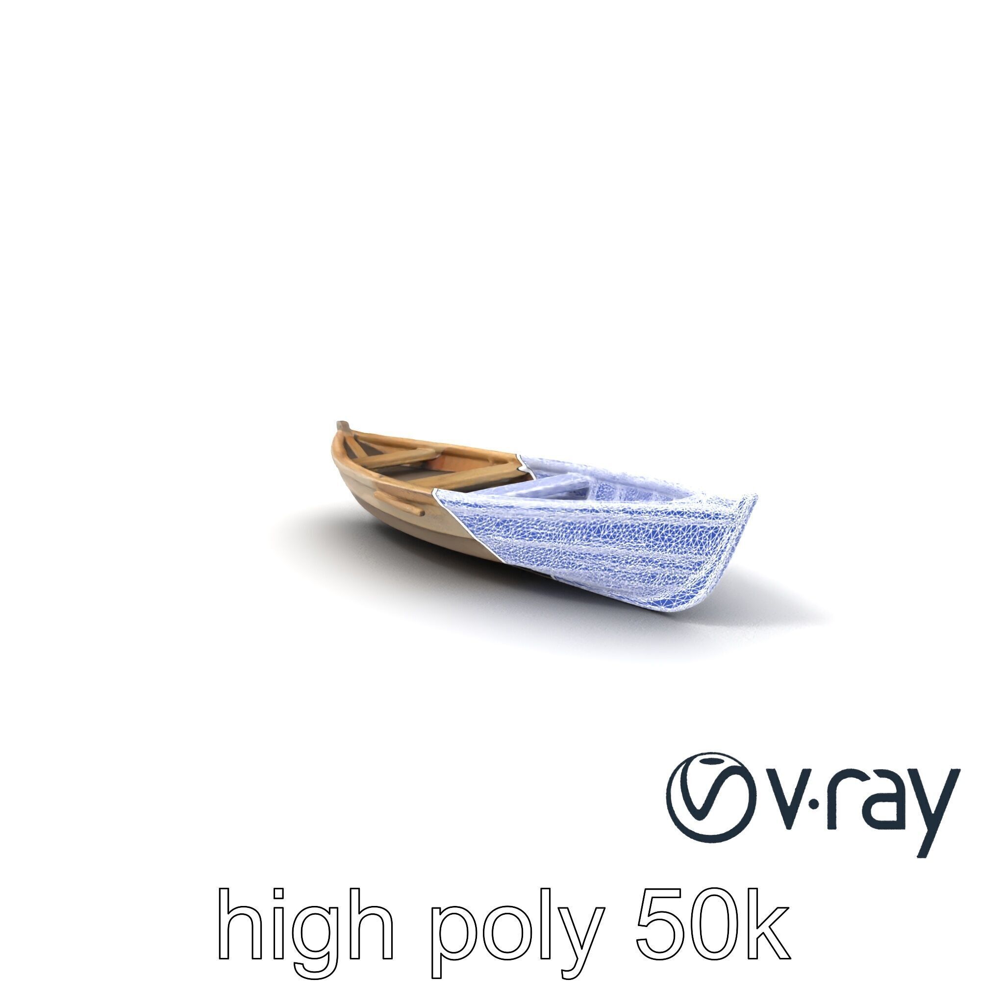Weathered Wooden Rowboat with Oars model pack Low-poly 3D model_10