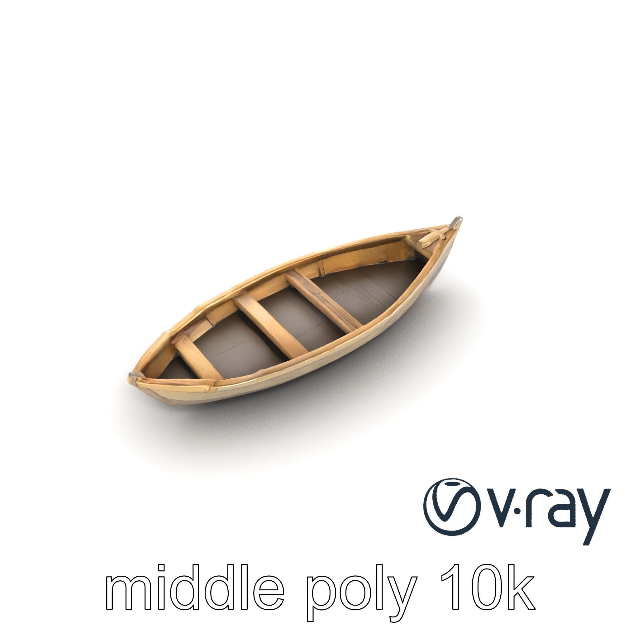 Weathered Wooden Rowboat with Oars model pack Low-poly 3D model_14
